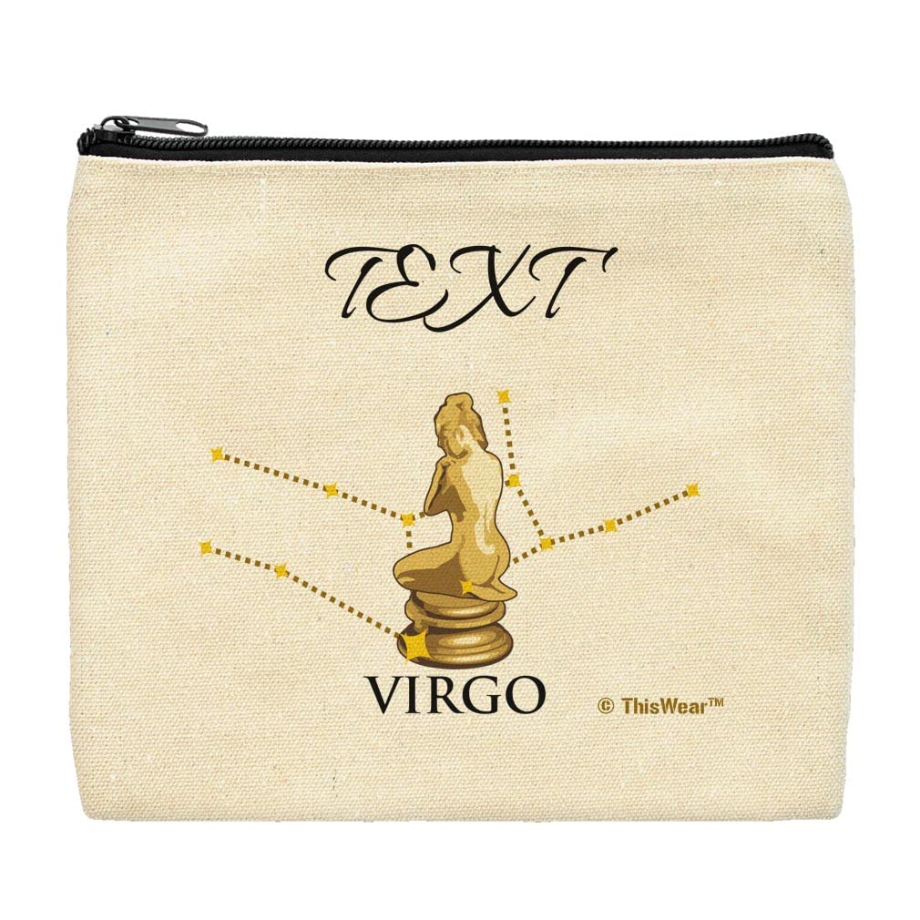 Virgo Zodiac Sign Makeup Bag for Women - Personalized Astrology Gift with Virgo Bust Design - Perfect for Travel, Gym & Daily Cosmetics Storage