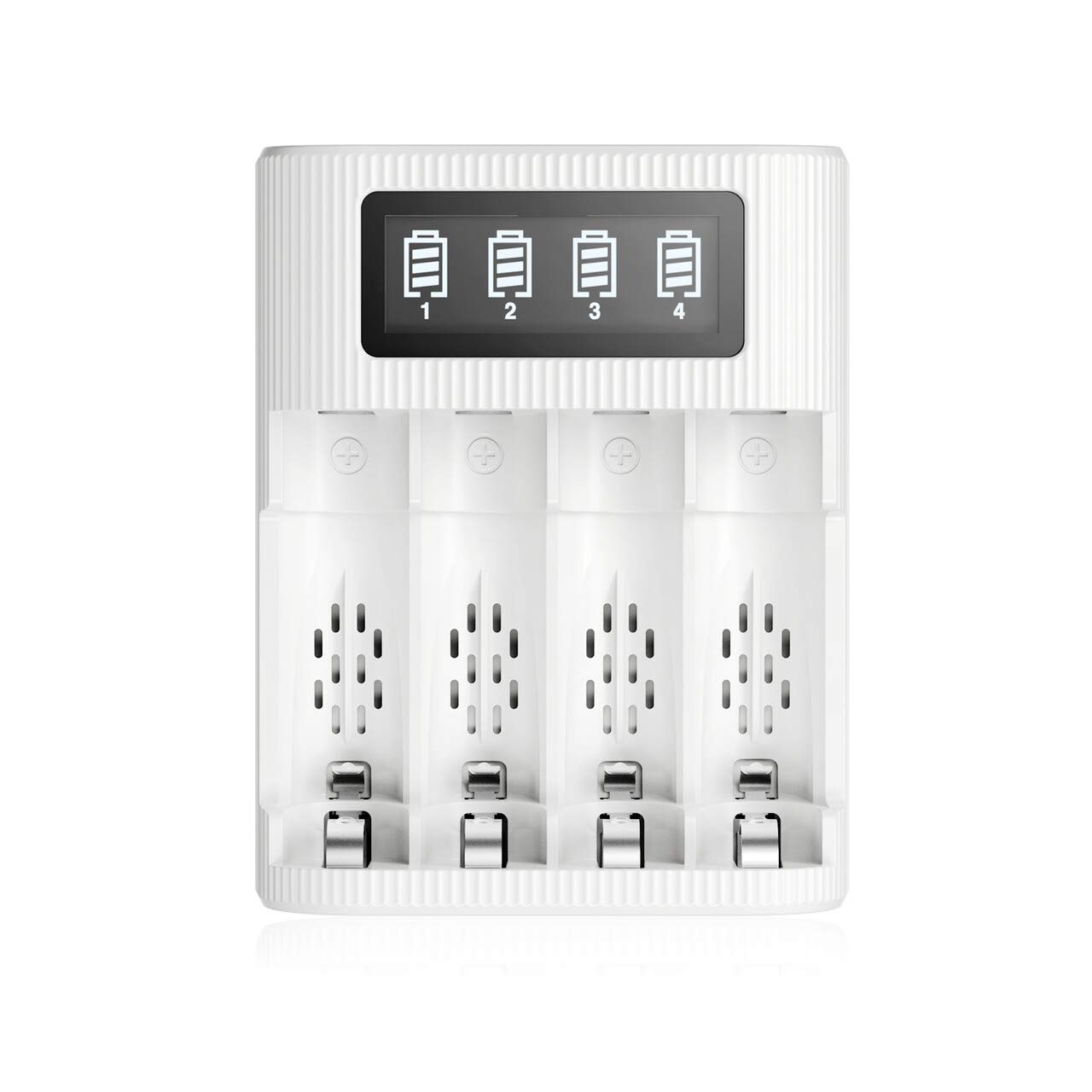 EBL 4-Slot LCD Rechargeable Battery Charger for AA/AAA Ni-MH/Ni-CD Batteries - USB & Type-C Dual Charging | Perfect for Cameras, Toys, Remote Controls & Smart Home Devices