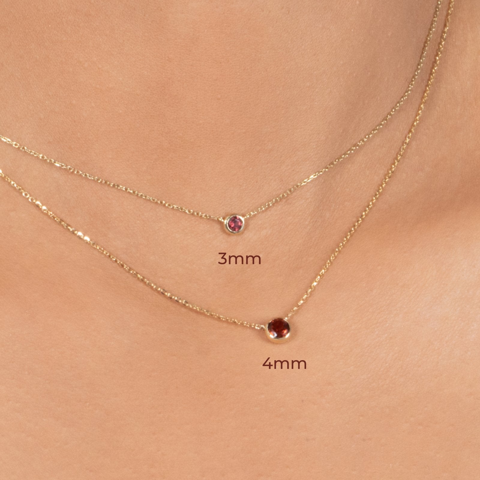 Garnet Station Necklace - Bezel Set in Solid 14k Yellow Gold | Elegant Everyday Jewelry for Women, Perfect Gift for Birthday, Anniversary & Valentine's Day
