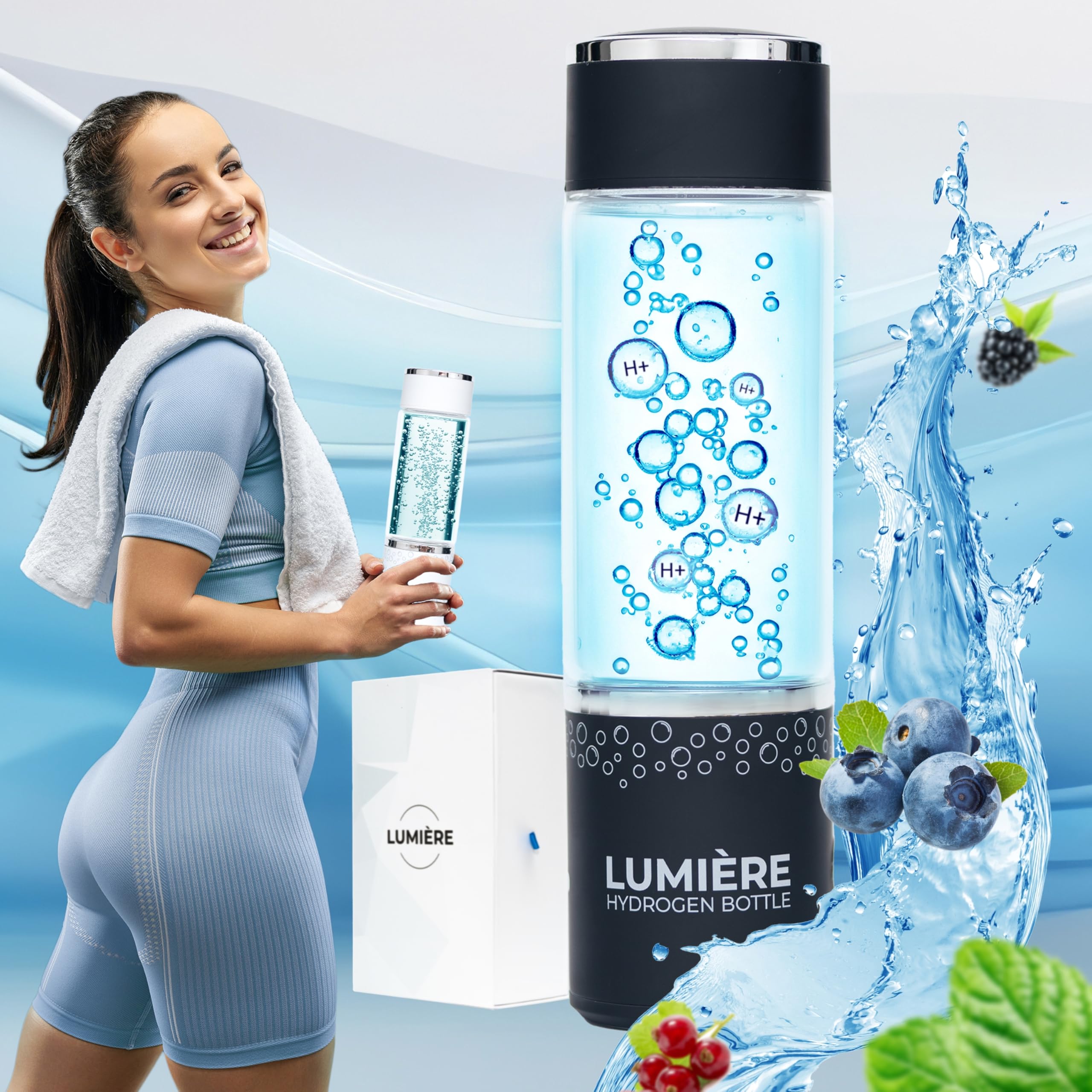 Hydrogen Water Bottle Generator - Portable Hydrogen Water Machine with 3000PPB Concentration - Alkaline Water Ionizer for Health & Hydration - Perfect for Gym, Travel, and Daily Wellness Routine