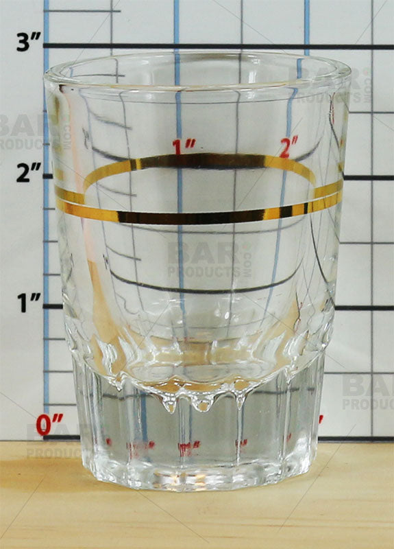 BarConic® 2 oz Shot Glasses with Gold 1 oz Measure Line - Box of 12 - Perfect for Parties, Bars & Measuring Liquor for Cocktails