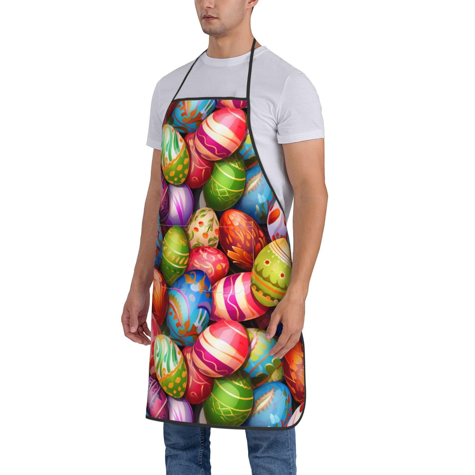 Waterproof Floral Apron with Large Pockets - Rainbow Flower Pattern Kitchen Apron for Cooking, Baking & Grilling - Perfect Housewarming & Wedding Gift
