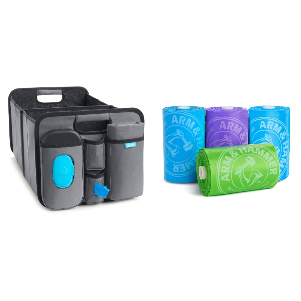 Munchkin Collapsible Diaper Organizer with 60 Disposal Bags - Portable Baby Changing Station for Travel, Nursery & On-the-Go Parents