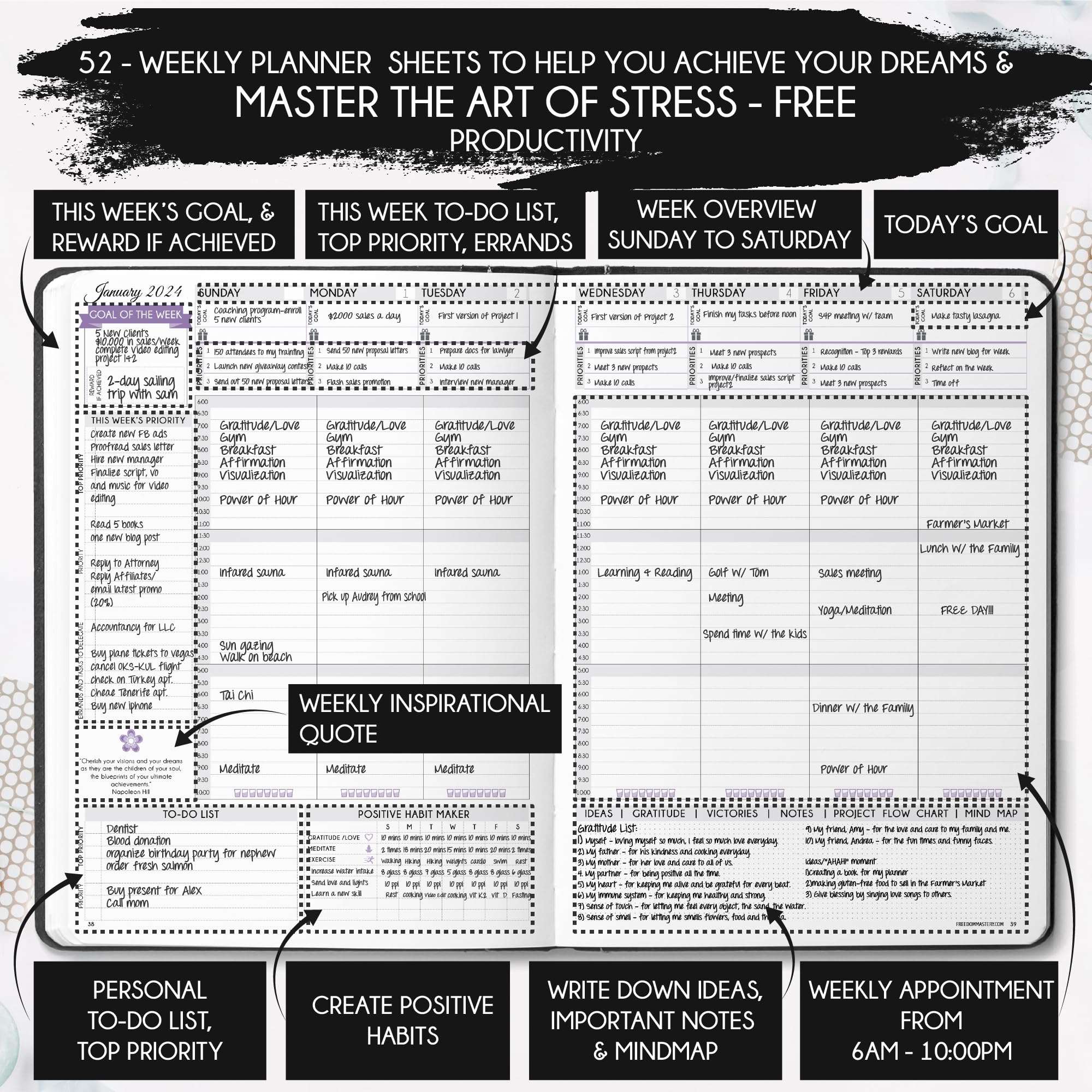 2025 Law of Attraction Planner - Hourly Weekly Monthly Goal Setting Organizer | 12-Month Productivity Journal with Gratitude Tracking, Foldable Vision Board, Stickers & Gift Box - Perfect for Manifestation, Self-Improvement & Daily Planning