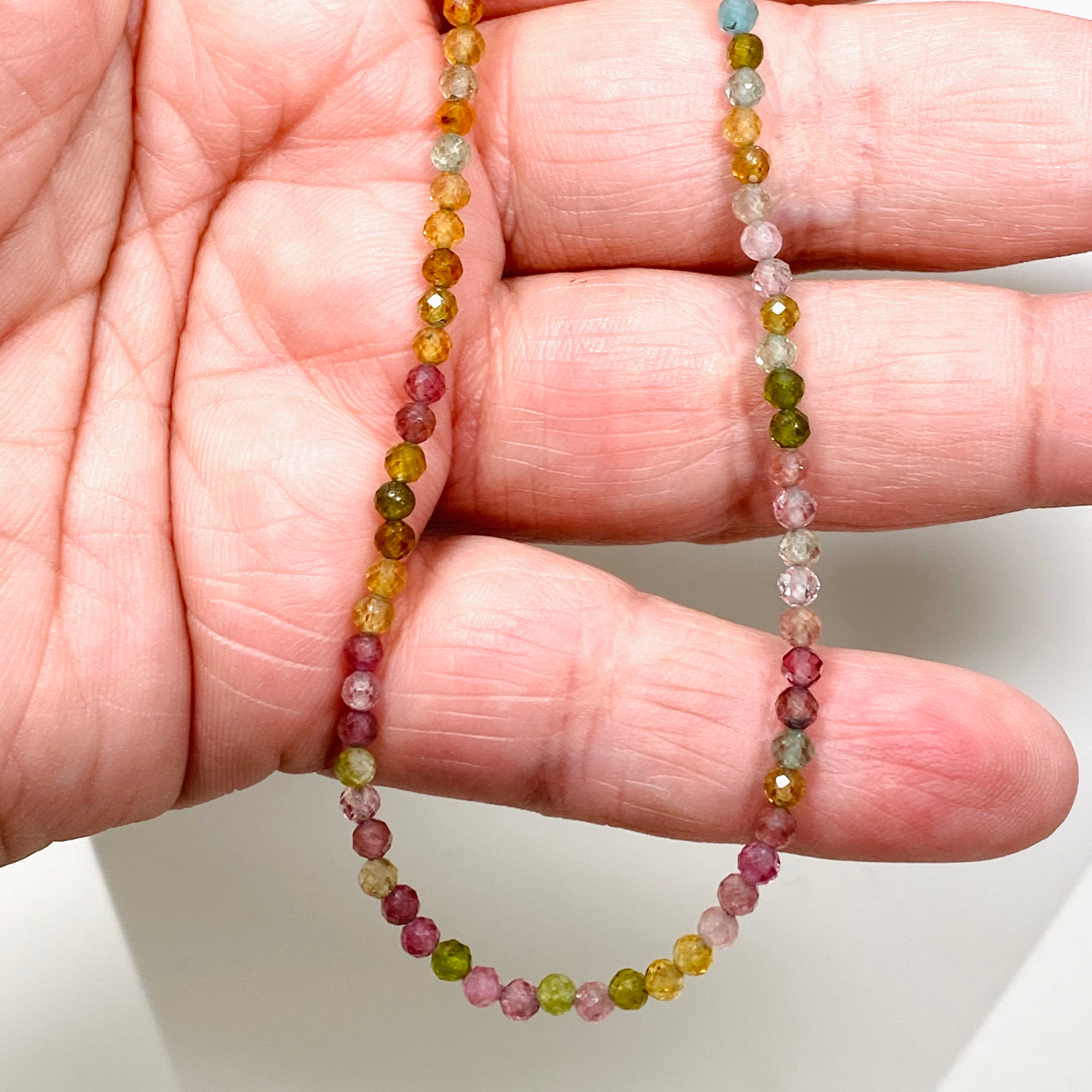 Micro Bead Necklace with Tourmaline Stones - Mixed Colors for Yoga, Meditation & Boho Fashion