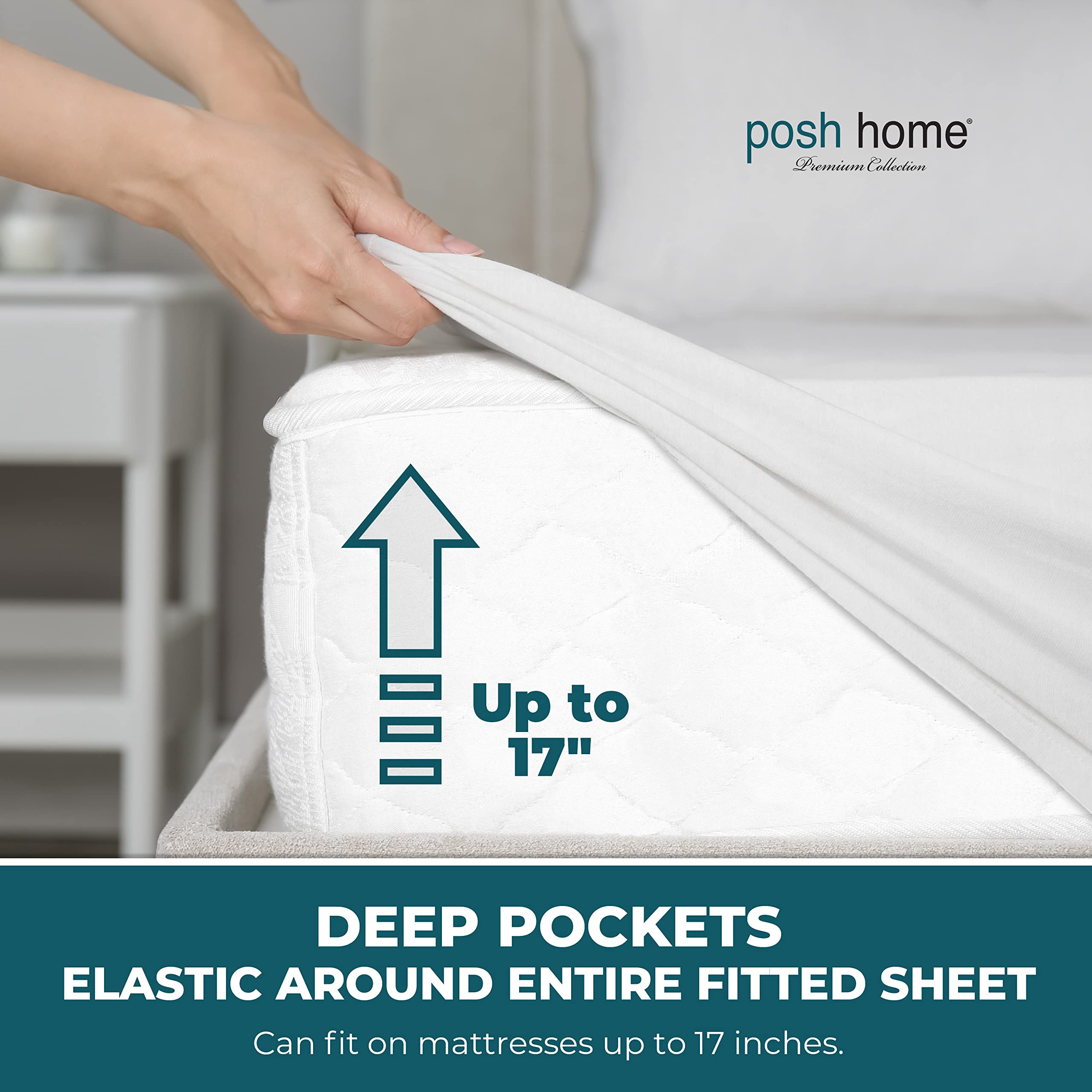 Posh Home 4-Piece Jersey Knit Sheet Set - Soft & Breathable T-Shirt Cotton Bed Sheets - Includes Flat Sheet, Fitted Sheet & 2 Pillowcases - Full Size, White - Perfect for Cozy Nights & Comfortable Sleep