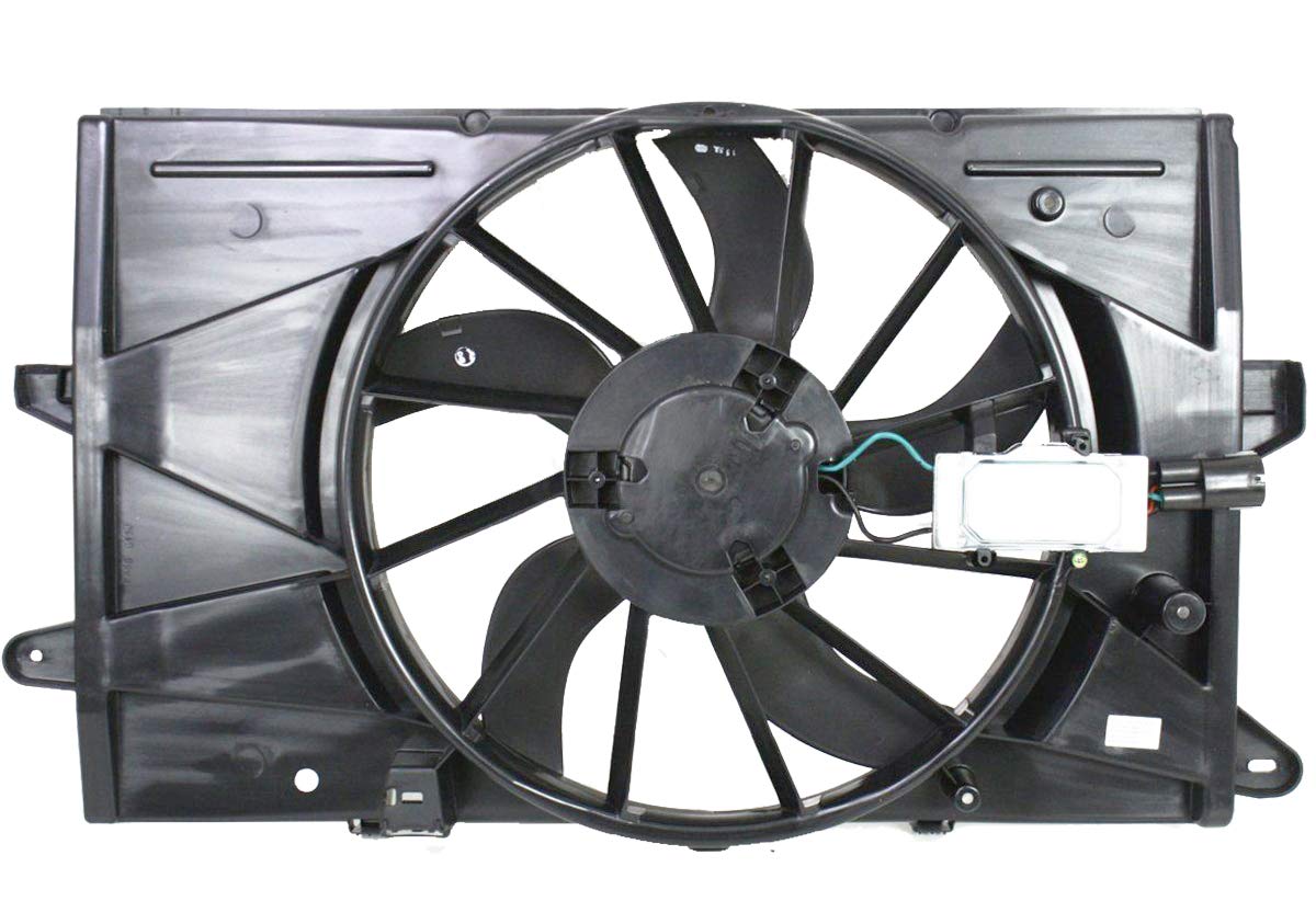 Dual Radiator and Condenser Fan Assembly for 2008-2012 Ford Taurus 3.5L, 2009-2012 Lincoln MKS 3.7L/3.5L, 2008-2009 Ford Taurus X & Mercury Sable 3.5L (Part# FO3115174) - Replacement Cooling Fan for Improved Engine Performance in Hot Weather & Heavy Traffic