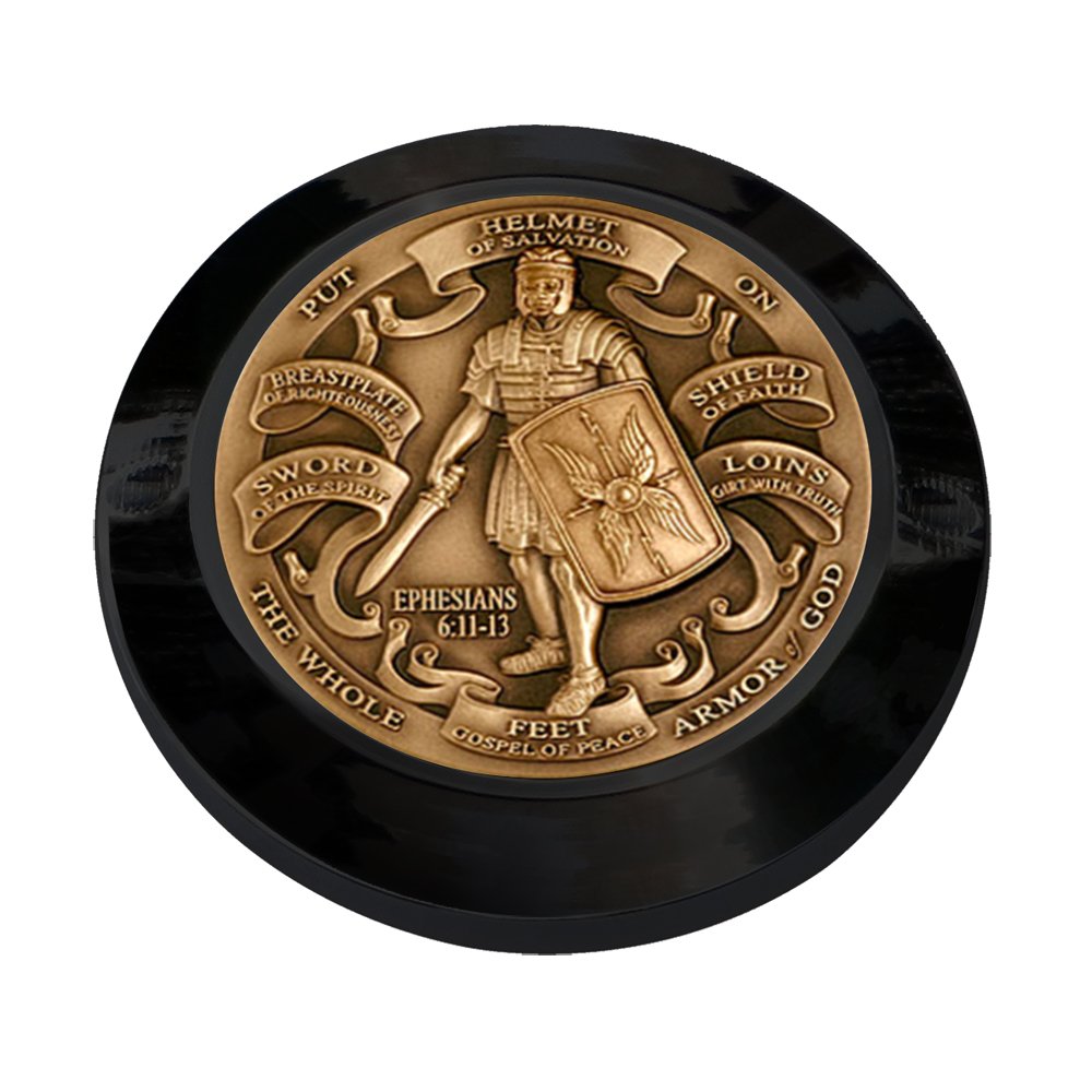 Armor Of God Brass Milwaukee Eight Black Timing Cover Coin Mount Set - Premium Motorcycle Accessory for Harley Davidson Riders - Perfect for Custom Bike Builds and Road Trips