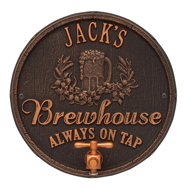 Custom Oak Barrel Beer Pub Sign - Handcrafted Cast Aluminum Plaque with Bottle Opener - Perfect for Home Bars, Man Caves & Brewery Decor