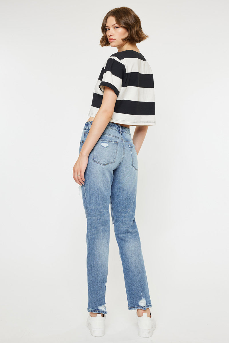 Devika Mid Rise Boyfriend Jeans for Women - Comfortable Stretch Denim Pants with Relaxed Fit - Perfect for Casual Outings, Work and Weekend Wear