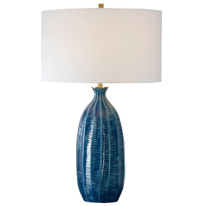 Dixon Blue Table Lamp - Modern LED Nightstand Lamp for Bedroom, Living Room, Office - Soft Lighting for Reading & Decor