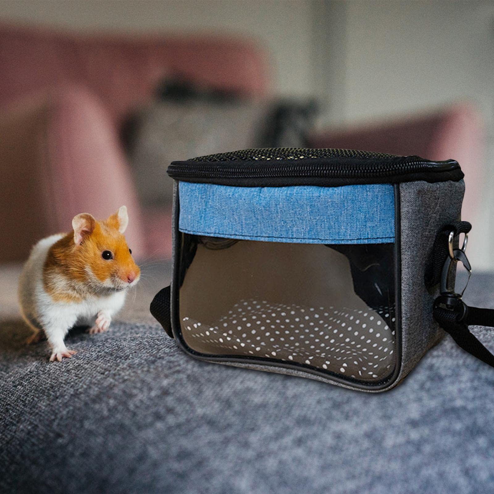 GAH Pets Small Animal Carrier Bag - Portable Hamster Travel Cage for Guinea Pigs, Rabbits & Rodents (7.87x6.30x4.72 Inch) - Perfect for Vet Visits, Outdoor Adventures & Daily Transport