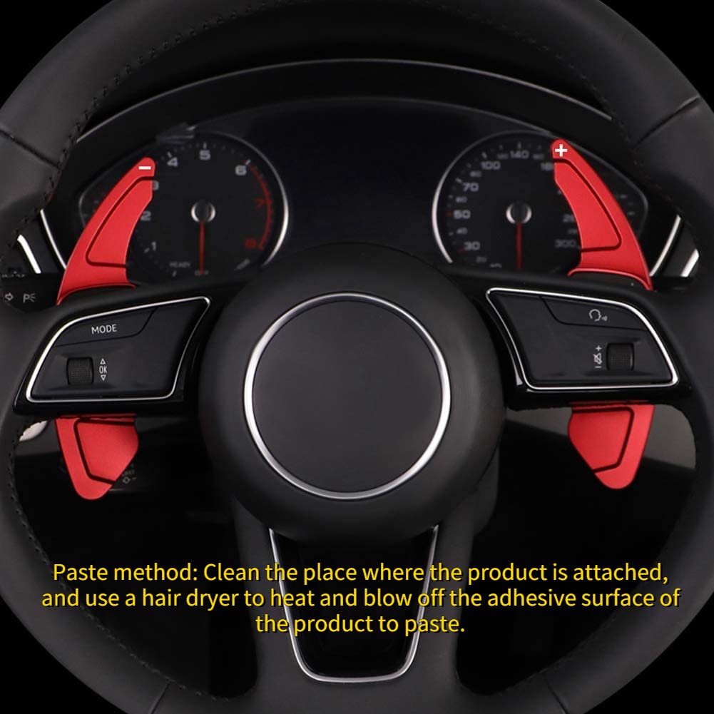 KIMISS 2pcs Aluminum Alloy Car Steering Wheel Shift Paddle Extensions - Compatible with Audi A3/A4L (2013-2016), A5 (2012-2016) - Bright Red Racing Accessories for Enhanced Driving Performance & Sporty Look