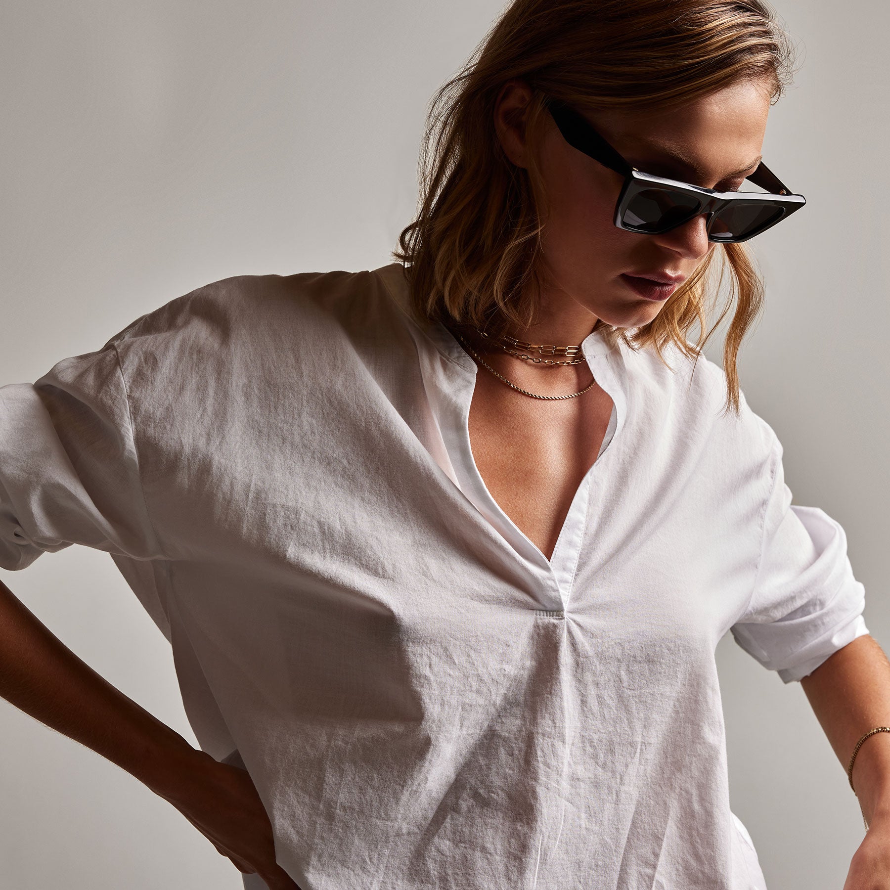 Bison Tunic for Women - Soft White Cotton Blouse | Perfect for Casual Wear, Office Outfits & Spring Fashion