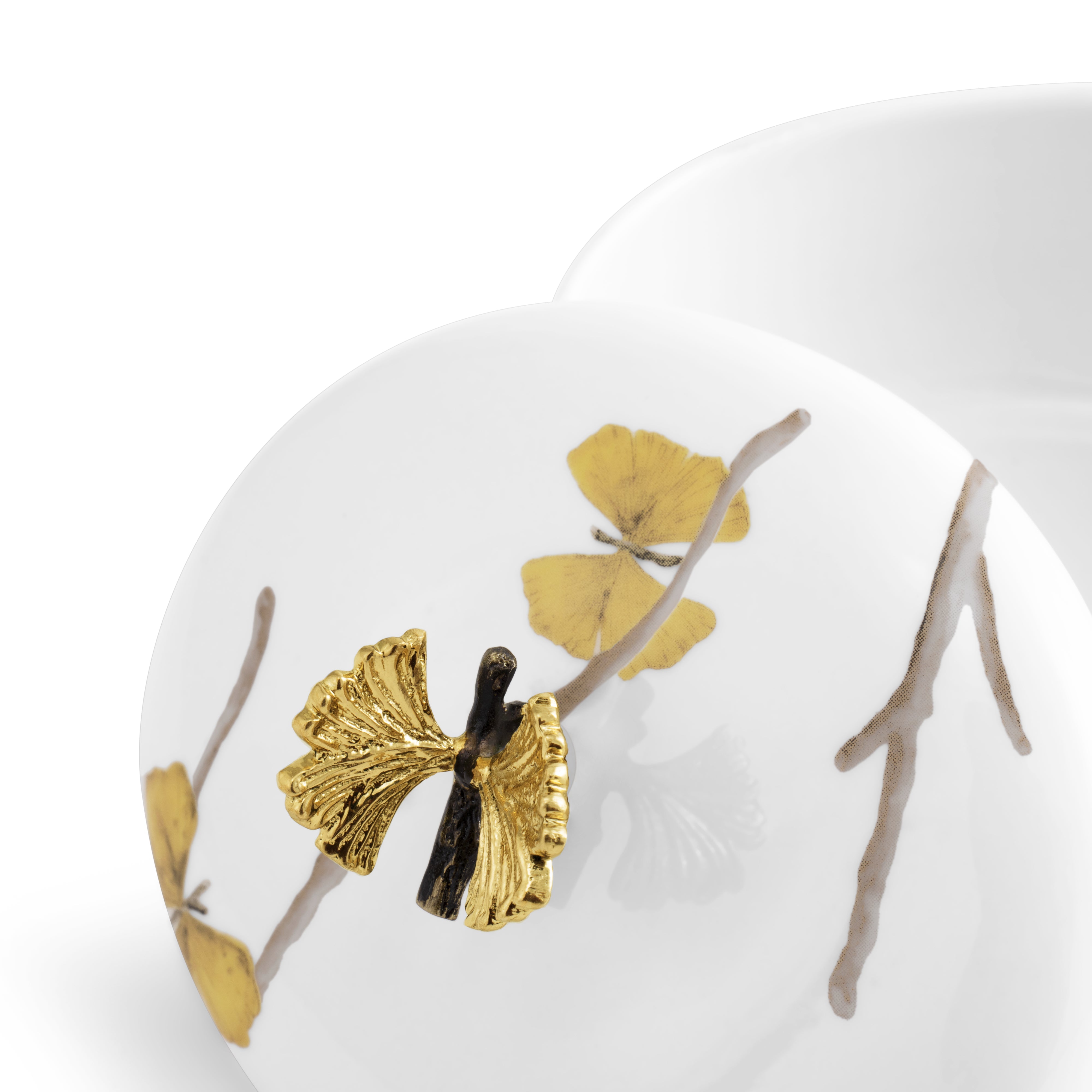 Butterfly Ginkgo Porcelain Bathroom Set - Elegant Soap Dish, Toothbrush Holder & Tumbler for Spa-Like Luxury at Home