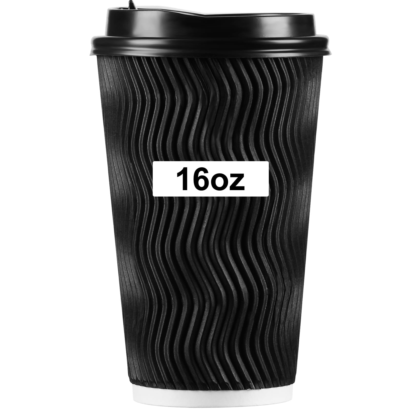 PARACITY 16oz Insulated Ripple Double-Walled Disposable Coffee Cups with Lids (50 Pack) - Hot & Cold Beverage Cups for Coffee, Tea, Espresso - Perfect for Parties, Travel, Office & Home Use