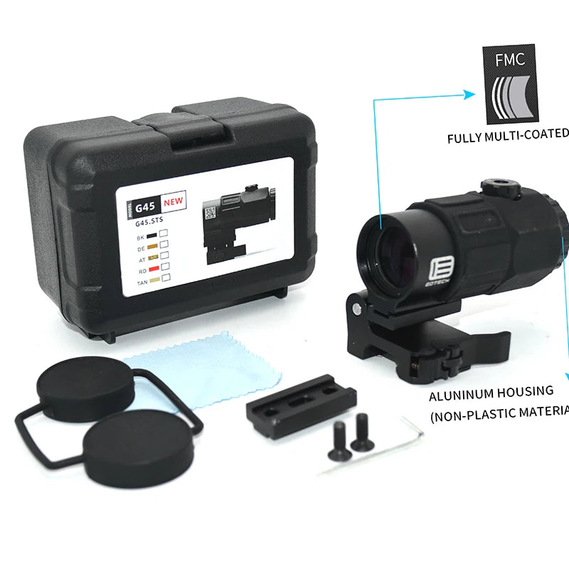 Tactical G33 G43 3X Magnifier Sight Scope & G45 5X Magnifier - Flip to Side Mount for 558 556 553 Holographic Reflex Red Dot Sights - Perfect for Hunting, Shooting Range & Tactical Training