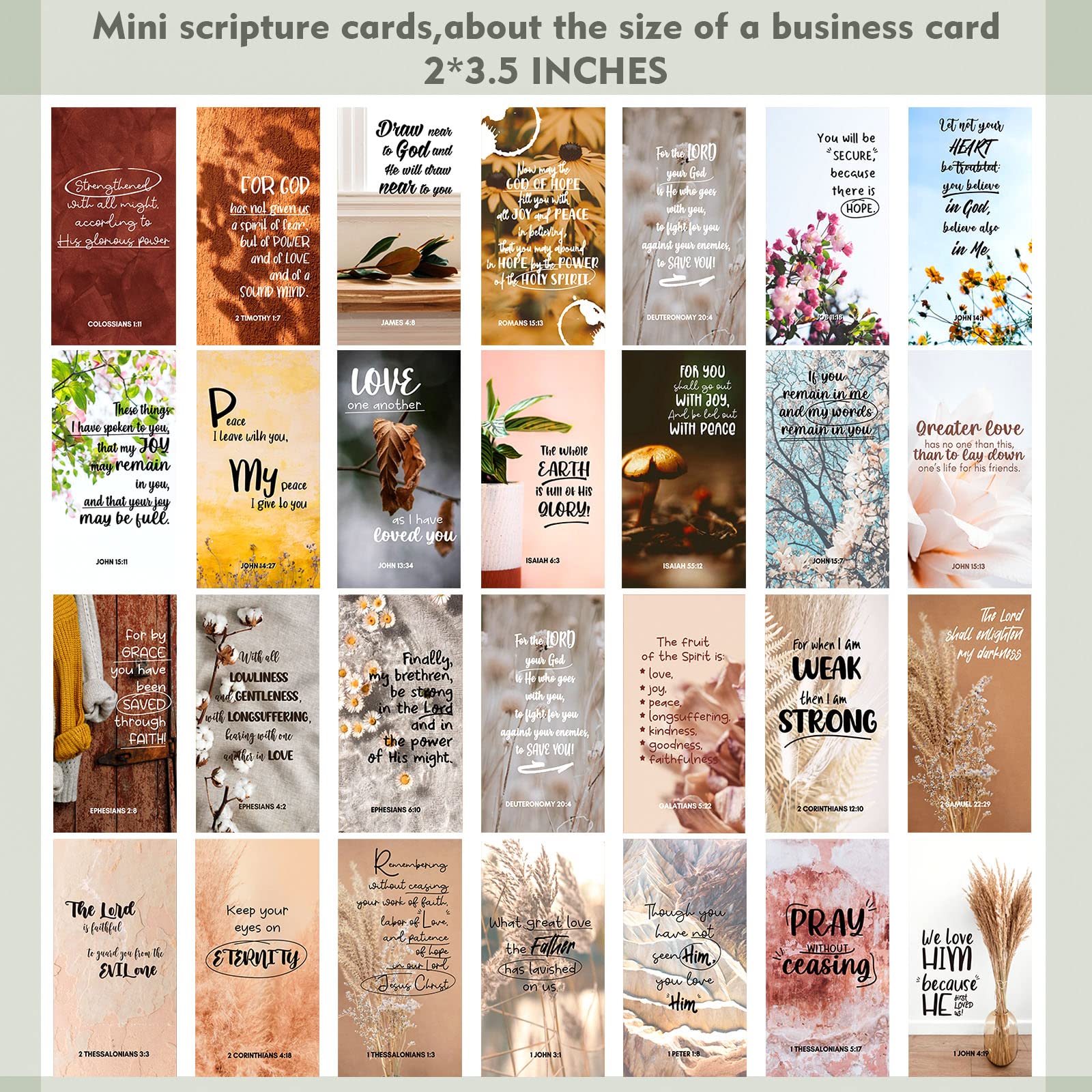 BRYTEFY 100 Earth Tone Mini Prayer Cards - Religious Motivational Scripture Cards for Women & Men - Bulk Inspirational Christian Gifts - Perfect for Bible Study, Church Events & Encouragement Gifts