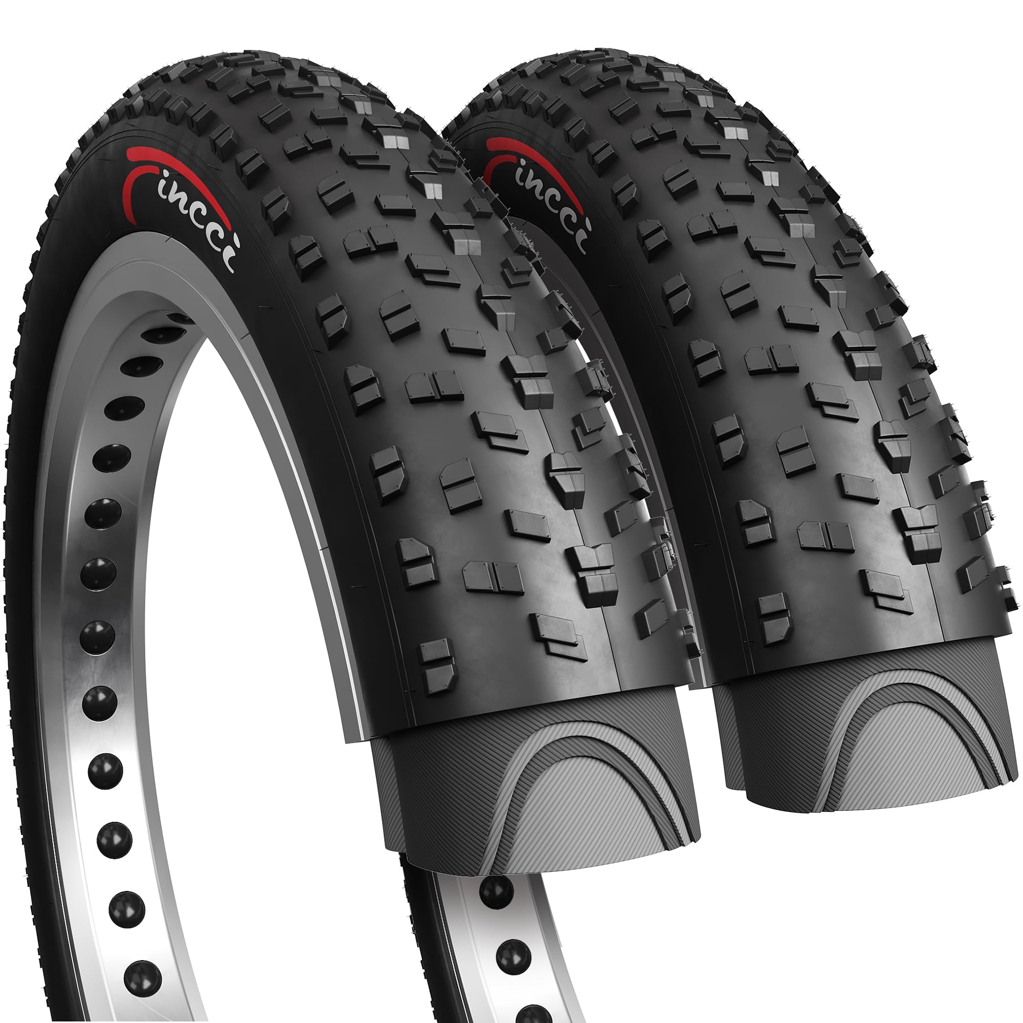 Fincci Pair 26x4.0 Fat Bike Tires - Foldable All-Terrain MTB Tires for Road, Mountain, Mud & Off-Road Biking - Pack of 2 - Perfect for Winter Snow & Beach Riding Adventures