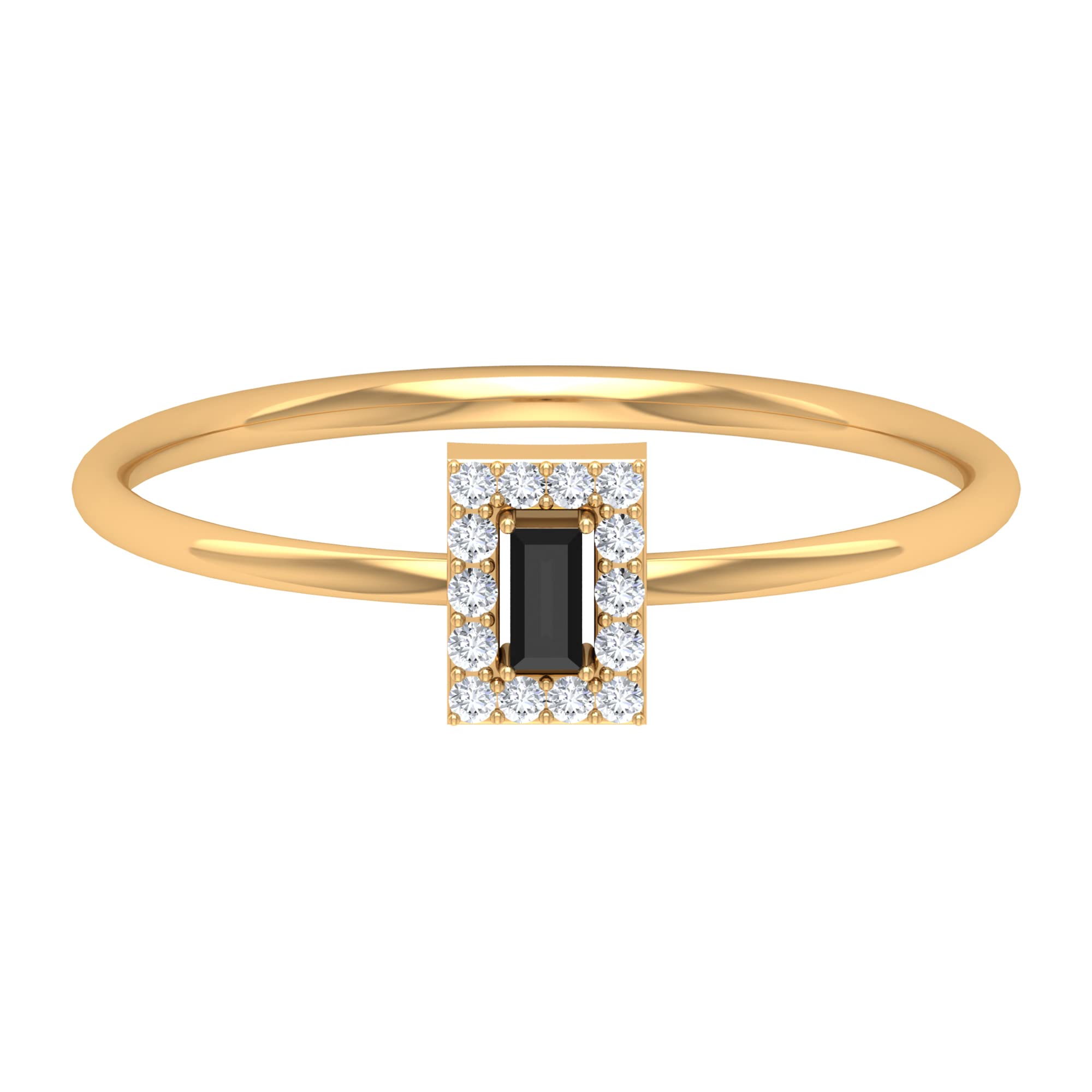 14K Solid Gold Black Spinel & Diamond Promise Ring - August Birthstone Dainty Ring for Women, Elegant Jewelry Gift for Engagement, Anniversary & Special Occasions