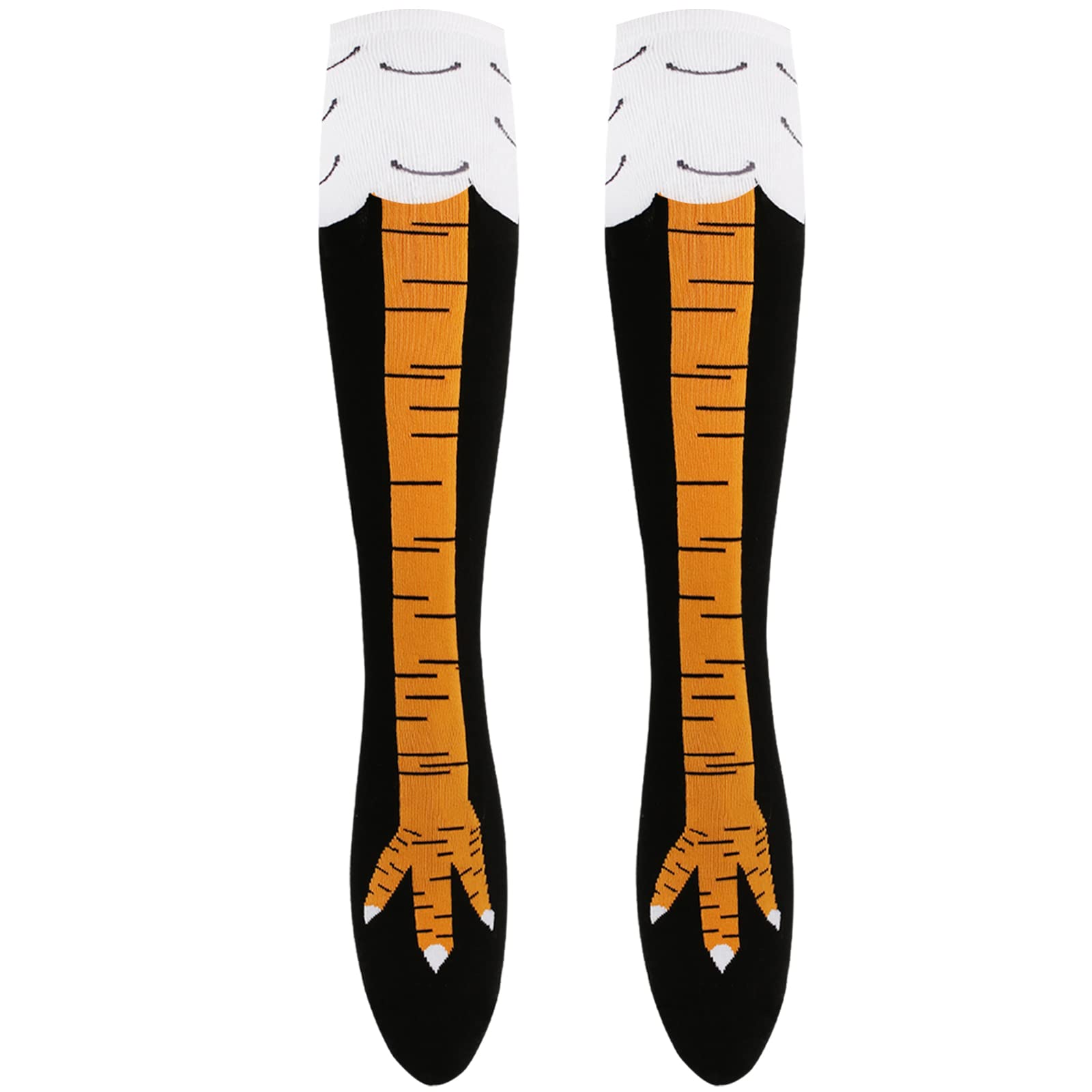 YOGINGO Funny Chicken Feet Stockings for Women - Cotton Knee High Thigh Socks with Novelty Striped Pattern - Athletic & Cosplay Socks for Women and Girls - Perfect for Halloween Costumes, Gag Gifts and Funny Outfits