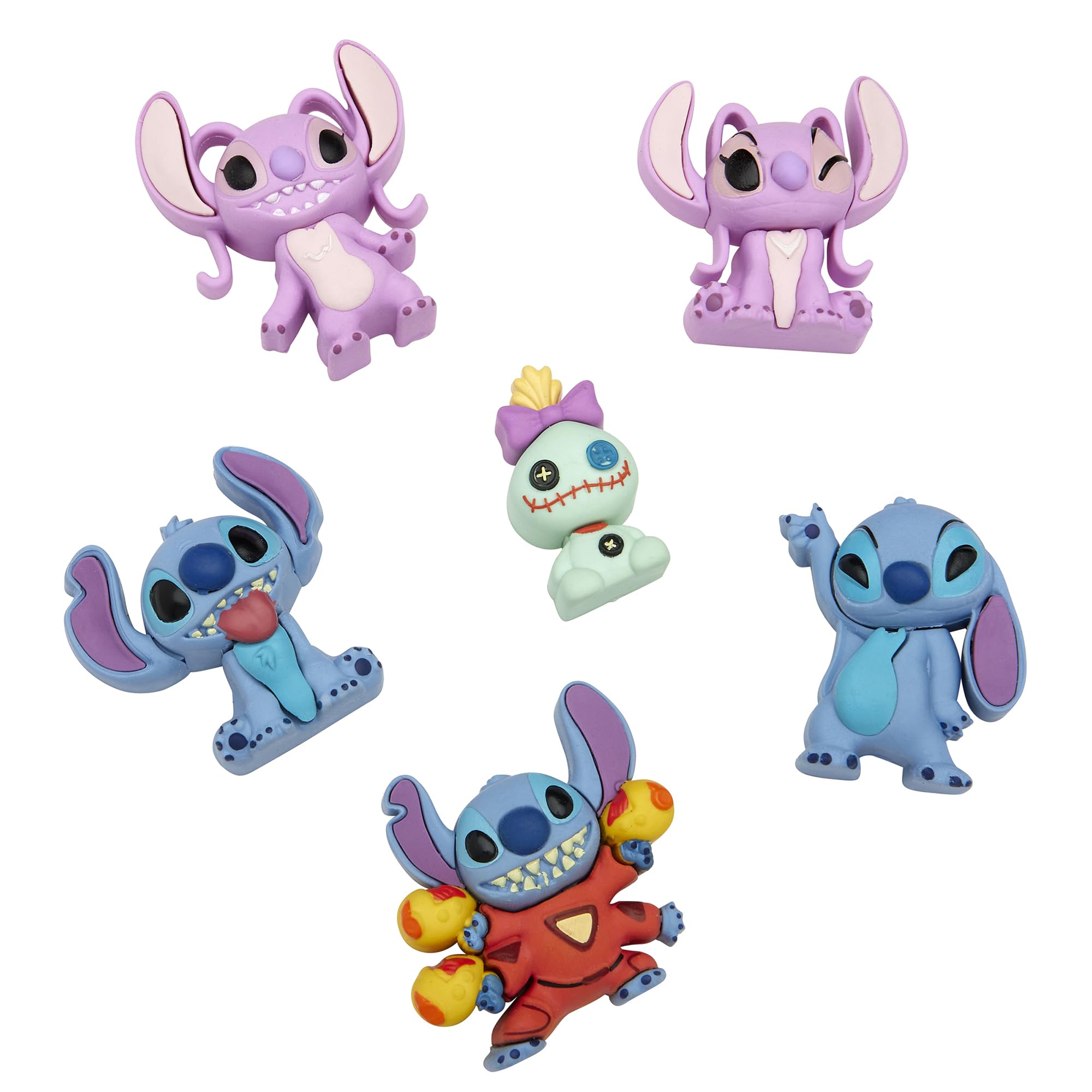 Stitch Surprise 6 Pack Mini Figure Erasers - Assemble, Use & Collect Flexible Erasers for Kids | Back to School Supplies | Blind Bag Toy for Creative Play & Classroom Fun