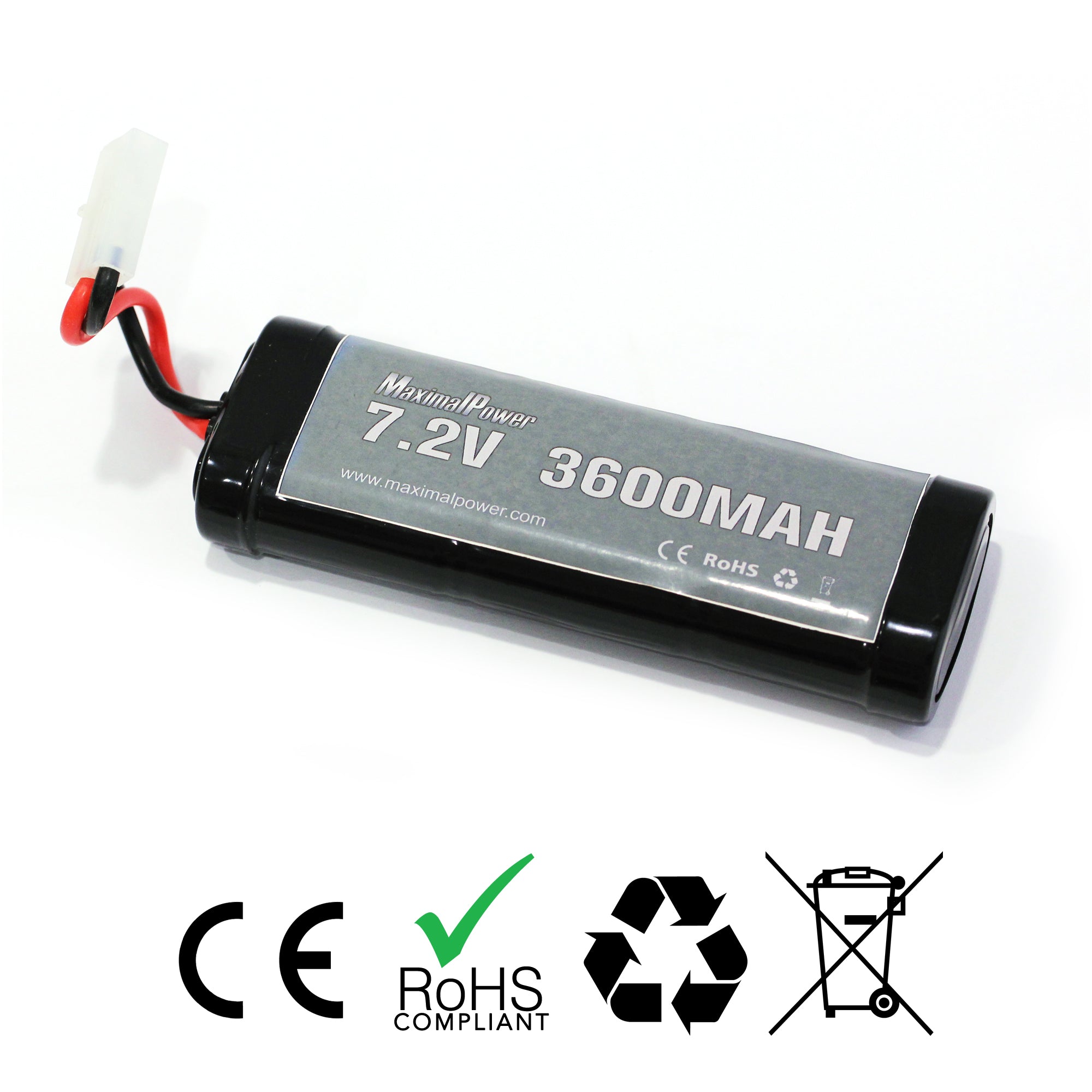 MaximalPower 7.2V 3600mAh Rechargeable Battery Pack for RC Cars, Trucks, Airplanes & Remote Control Vehicles - Long Lasting Power for Hobby Toys & Racing Drones (Perfect for Outdoor Play & RC Competitions)