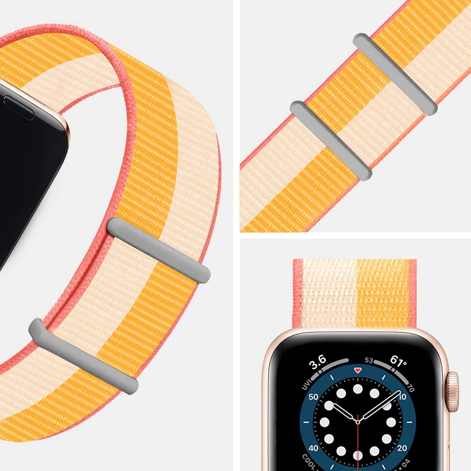 Premium Nylon Sport Loop Band Compatible with Apple Watch Series 1/2/3/4/5/6/7/8/SE - Soft Breathable Adjustable Strap for Workout, Running & Daily Wear