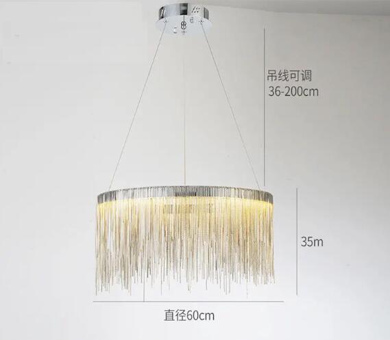 Modern Chain LED Chandelier for Living Room - Dimmable Hanging Light Fixture with Adjustable Height for Dining Room, Bedroom, or Entryway