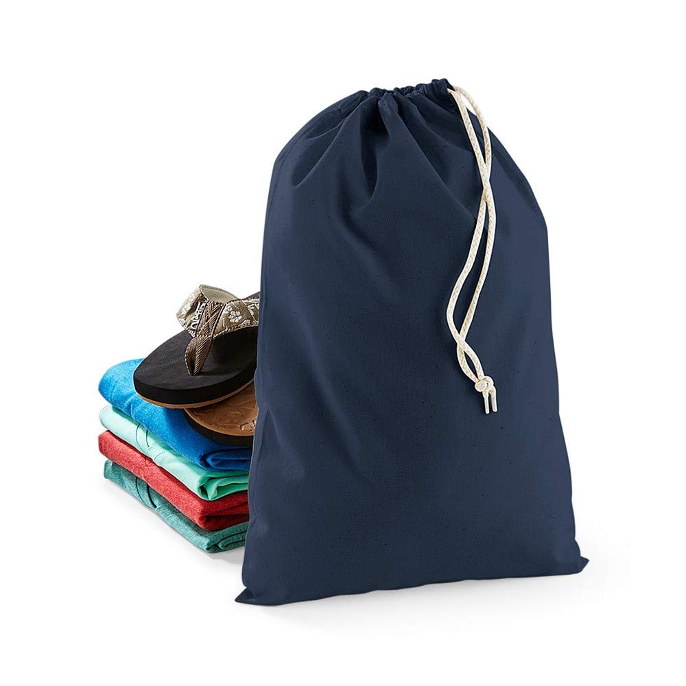Unisex Cotton Storage Bag (W115) - Laundry & Shoe Organizer Pouch - Navy Blue Small - Perfect for Travel, Gym & Home Organization
