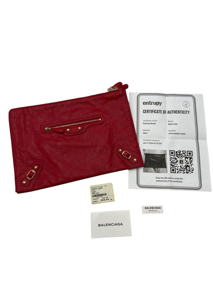 Balenciaga Motocross Red Women's Zip Pouch - Stylish & Compact Wallet for Everyday Use, Travel & Parties | Luxury Designer Clutch Bag for Women