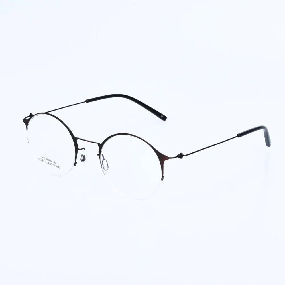 Aimee Unisex Semi-Rimless Round Alloy Eyeglasses Frame 1850 - Lightweight & Durable for Reading, Driving, and Daily Wear