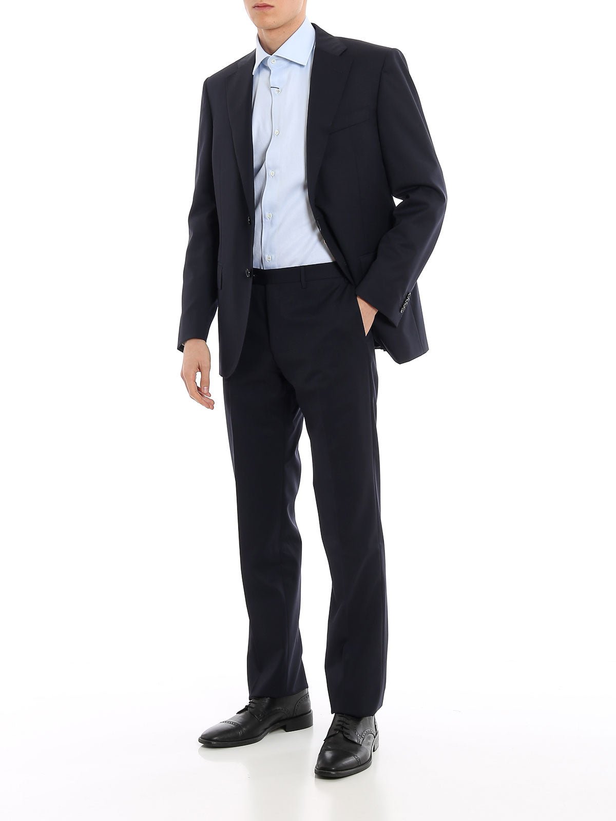 Premium CORNELIANI Academy Wool Suit for Men - Navy Blue Business Attire - Perfect for Office, Weddings & Formal Events