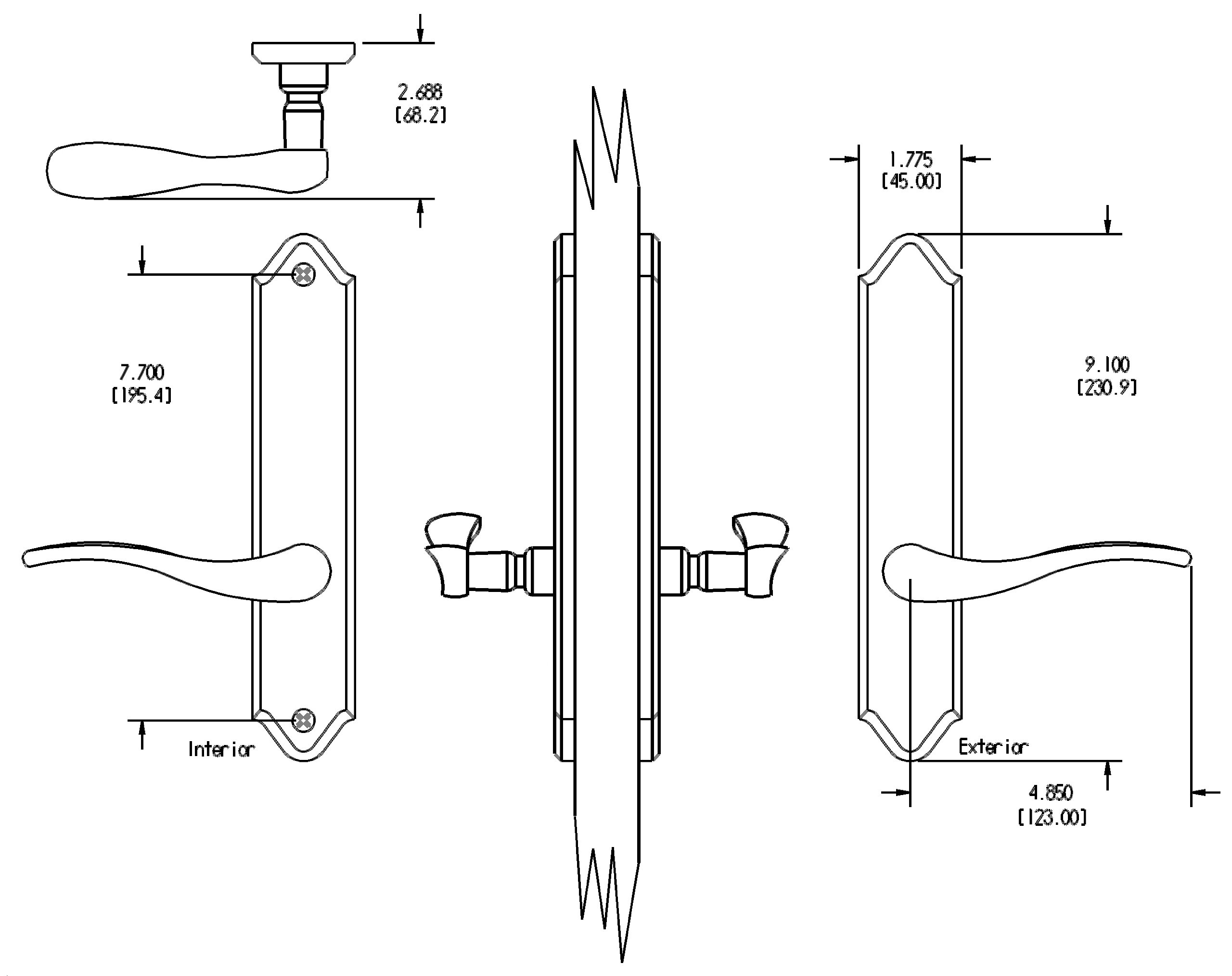 FPL Riviera Solid Brass Full Dummy Lever Set - Polished Brass Door Handle for Interior Doors - Perfect for Bedrooms, Bathrooms & Closets