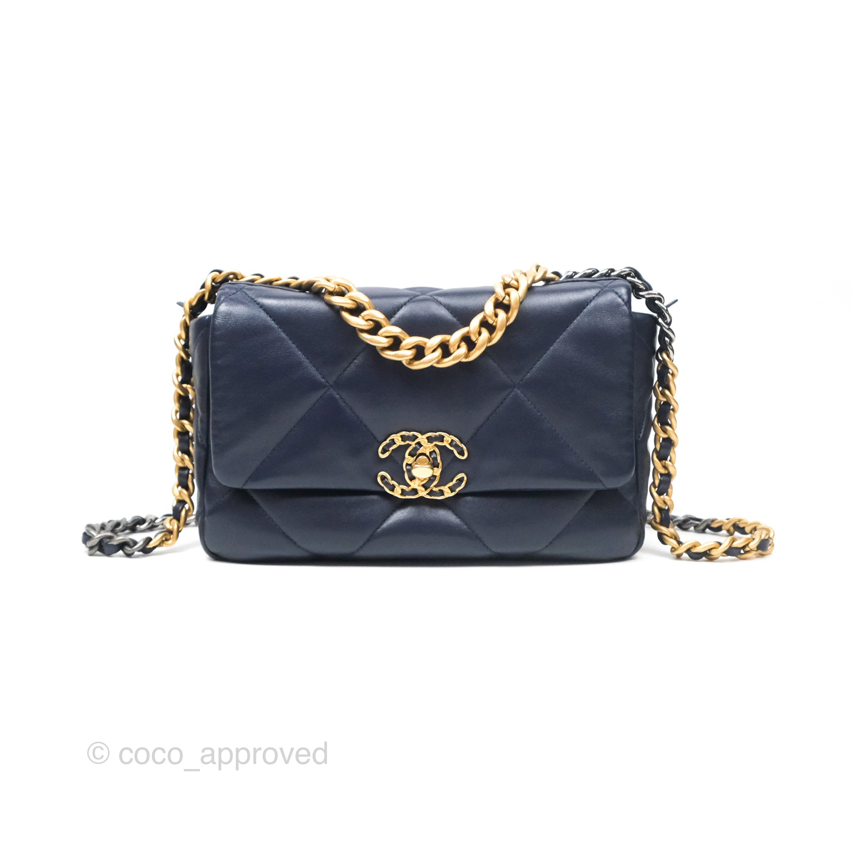 Chanel 19 Small Dark Navy Mixed Hardware Flap Bag - Luxury Designer Handbag for Women | Perfect for Evening Events, Parties & Special Occasions