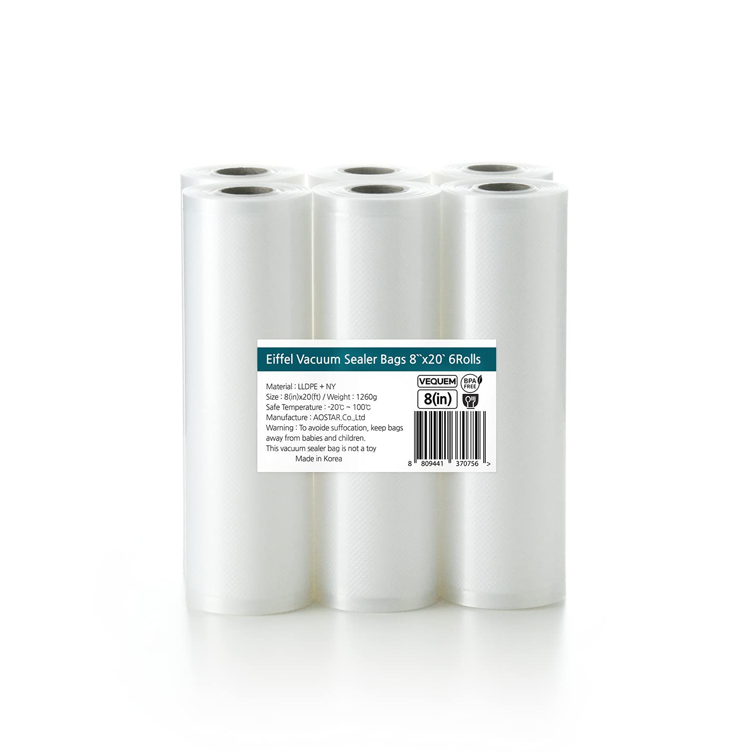Premium Vacuum Sealer Bags 6 Rolls - 8