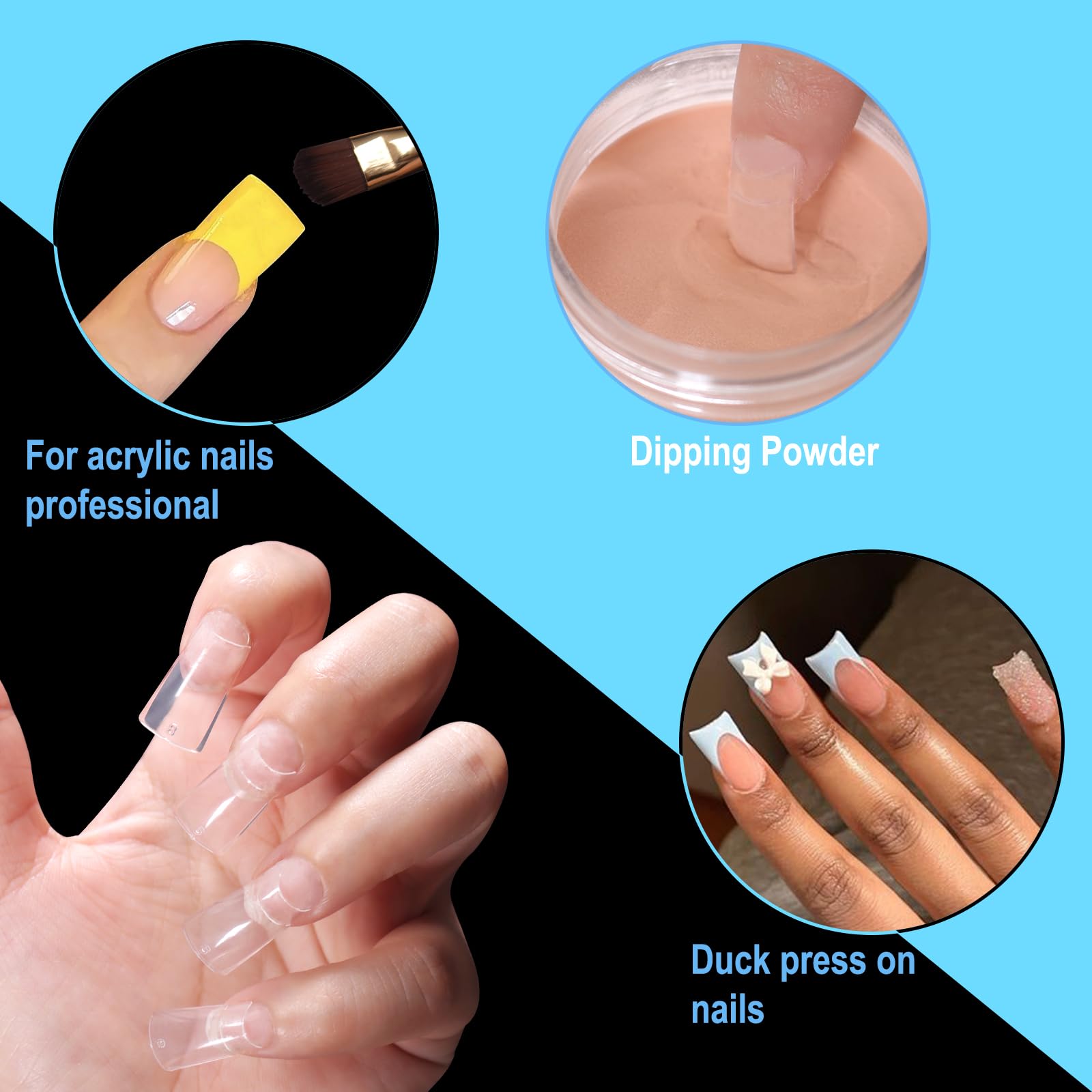 SIUSIO 600pcs Medium Length Clear Duck Nail Tips - 12 Sizes Half Cover Wide French False Nails for Acrylic Extensions | Perfect for Salon Professionals & DIY Manicures at Home