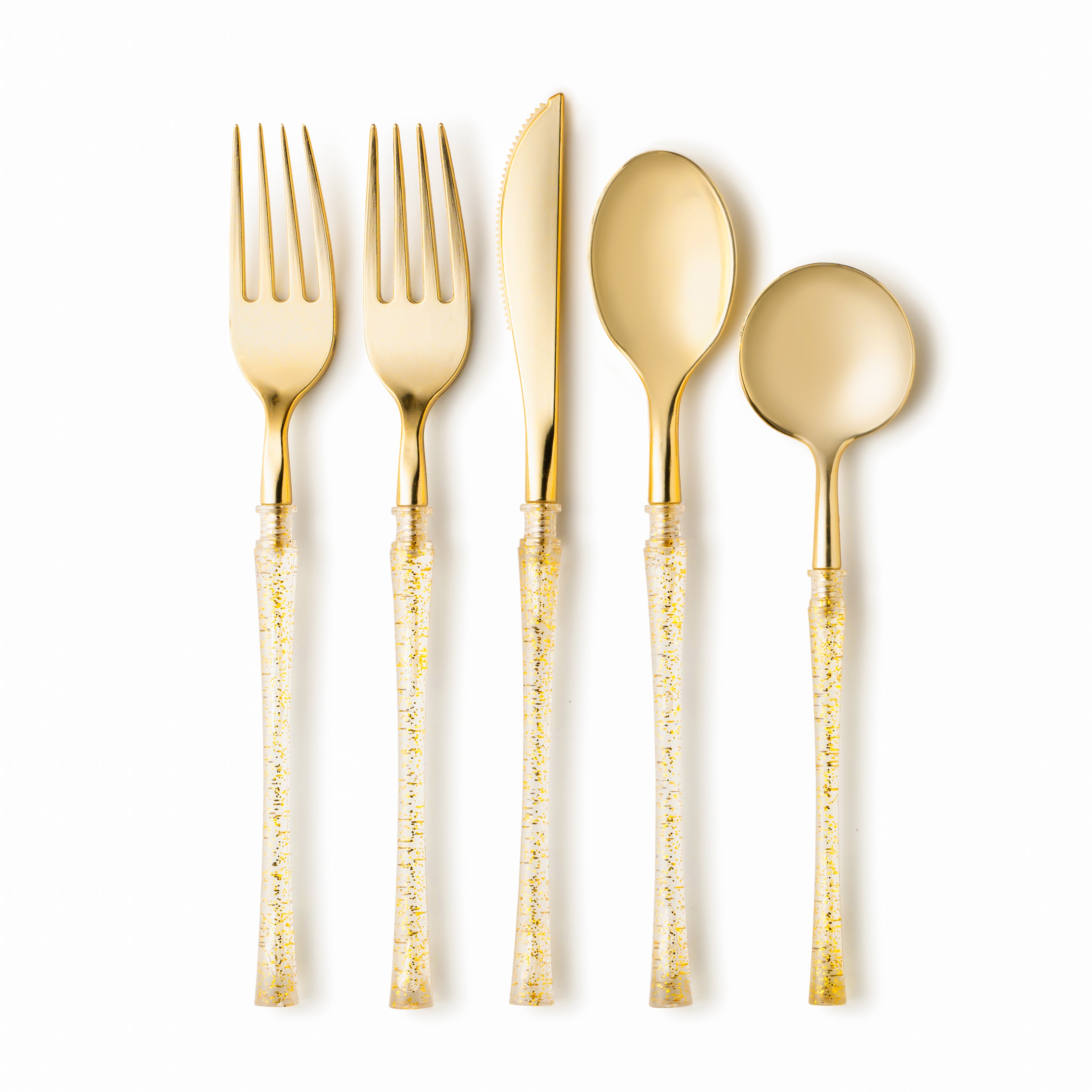 Luxury Gold Glitter Flatware Set - 40-Piece Gold Silverware for 8 Place Settings - Elegant Dinnerware for Weddings, Parties & Special Occasions