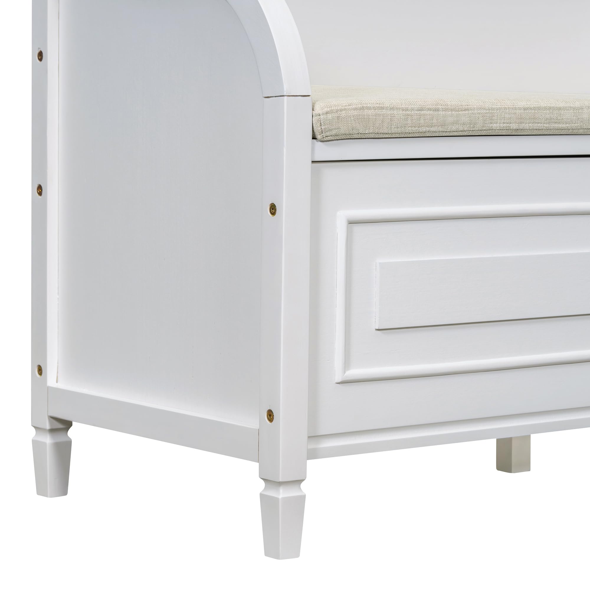 Lift Top Storage Bench with Drawers - Shoe Organizer Bench with Safety Hinge & Cushioned Seat - Entryway Furniture for Hallway, Bedroom, Living Room (White)