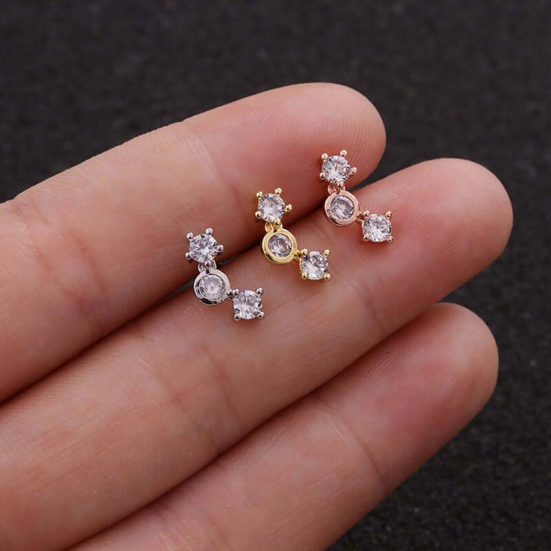 20G Curve Leaf Stud Cartilage Earrings for Women - HSPJ1910 | Dainty Cartilage Hoop Earrings for Helix, Tragus, or Conch Piercing | Perfect for Everyday Wear, Parties & Gifting