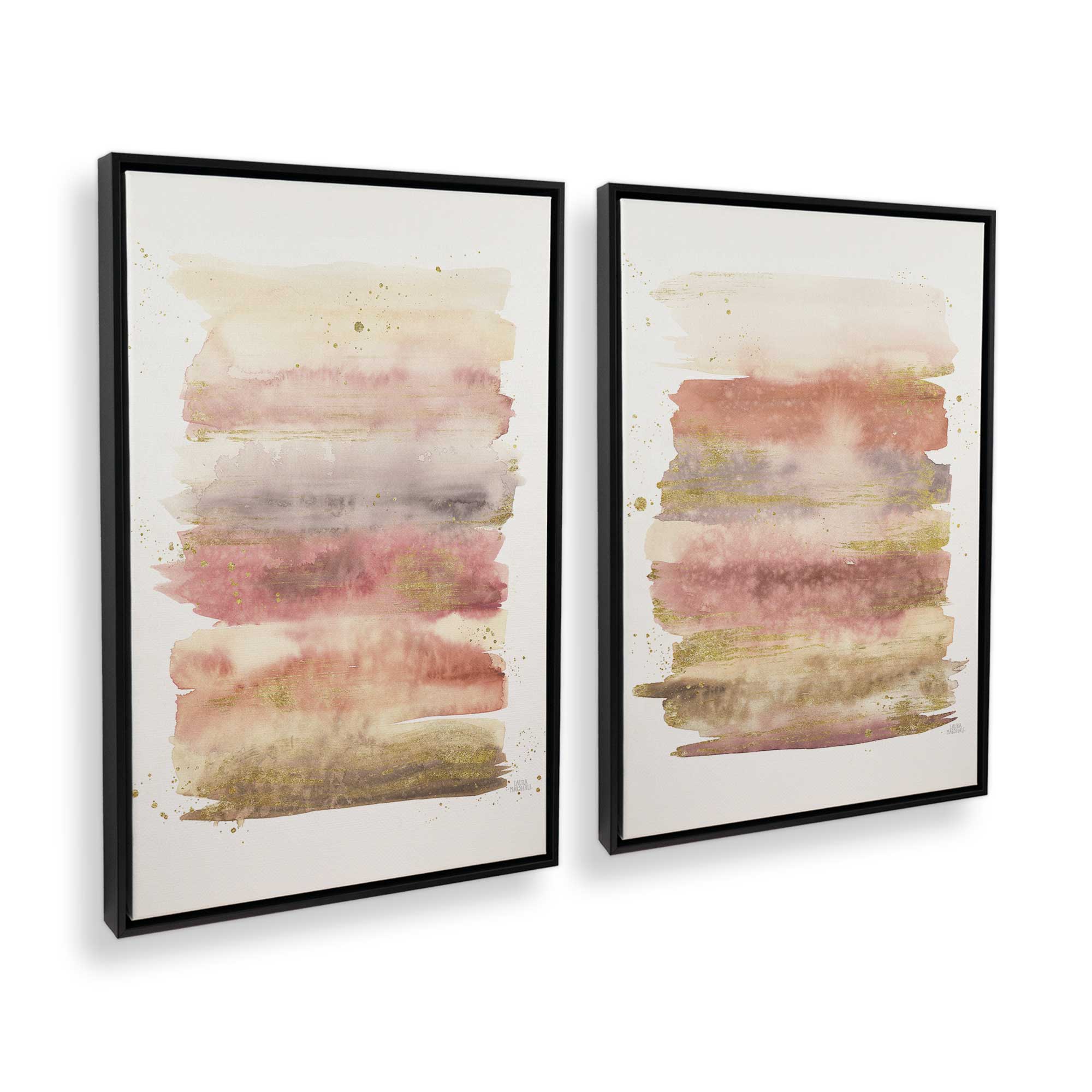 Golden Dawn Canvas Wall Art Set of 2 - Modern Home Decor for Living Room, Bedroom & Office | Framed Printed Paintings for Interior Design