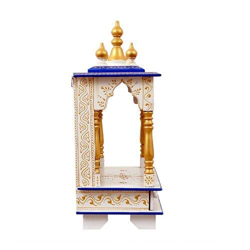 Exquisite Rajasthani Hand-Painted Wooden Home Temple Mandap for Pooja & Meditation | Traditional Indian Home Decor for Spiritual Spaces & Altars