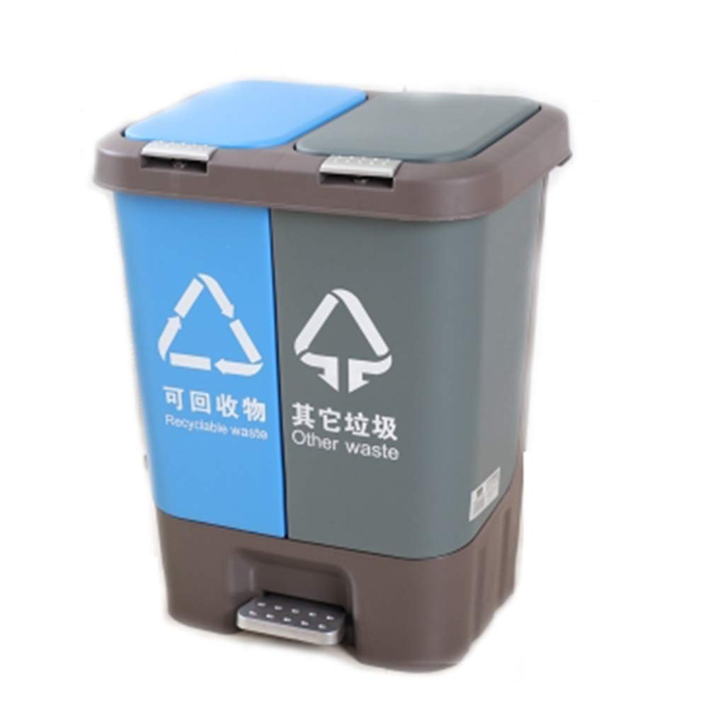 HUOQILIN 20L Large Plastic Trash Can with Lid - Durable Kitchen & Office Waste Bin, Blue - Perfect for Home, Kitchen, Office & Outdoor Use