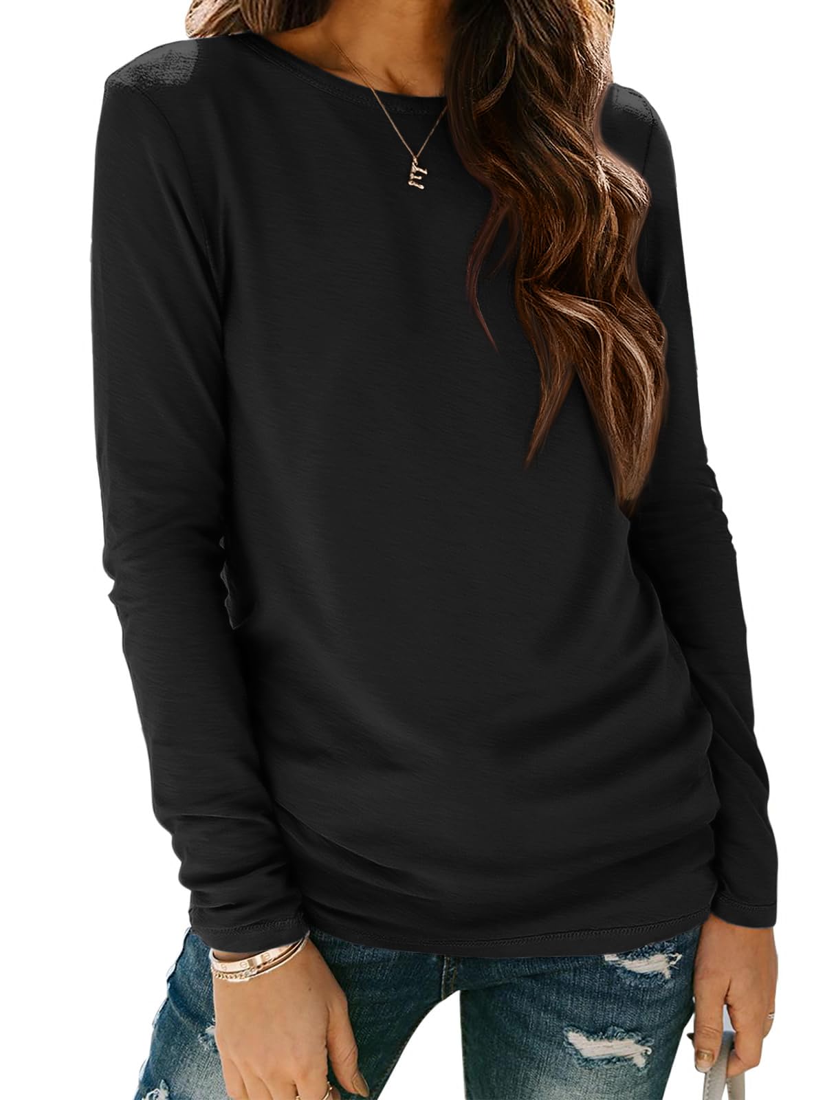 ATHMILE Women's Long Sleeve Basic T-Shirt - Trendy Fall & Spring Casual Top for Business, Beach Vacation & Workout | 2025 Fashion | Perfect for Office Wear, Travel & Gym