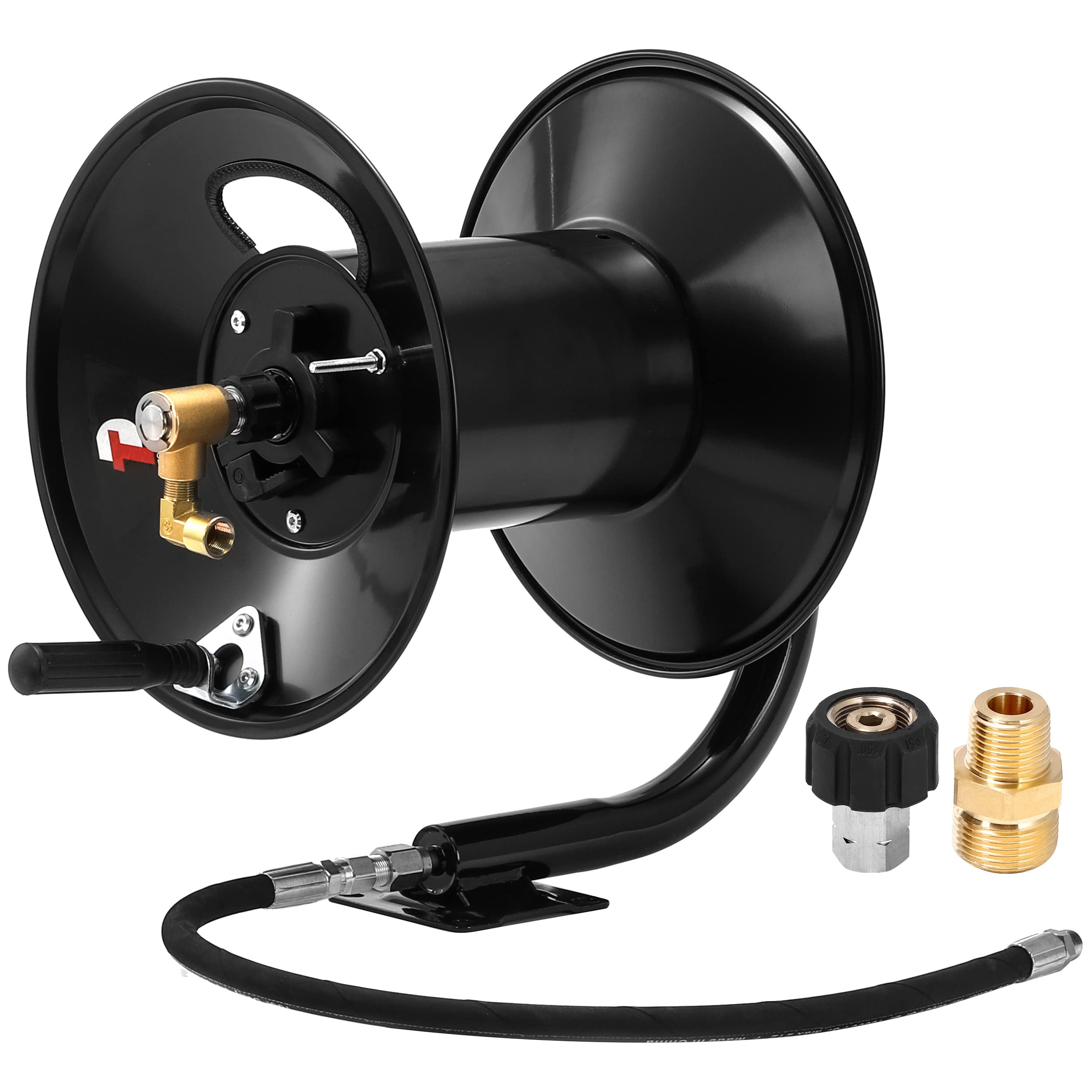 Heavy Duty Pressure Washer Hose Reel with Swivel - 50ft Commercial Grade Whip Hose for Power Washing, Car Washing & Home Cleaning - Ideal for Driveway, Deck, Patio & Outdoor Cleaning