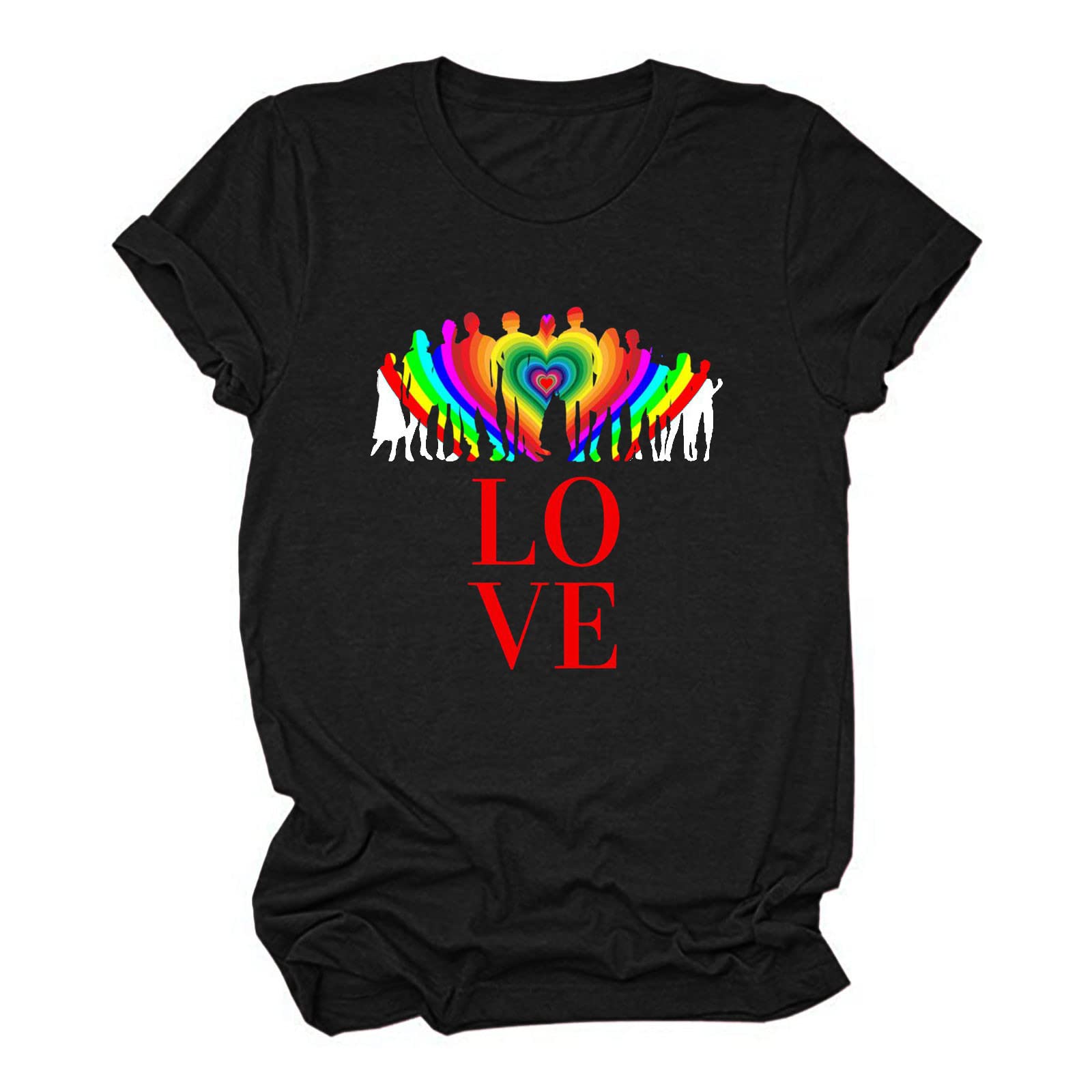 Stylish Rainbow Graphic T-Shirt for Women - Summer Pride Inspirational Casual Short Sleeve Top - Perfect for Vacations, Pride Events & Everyday Wear