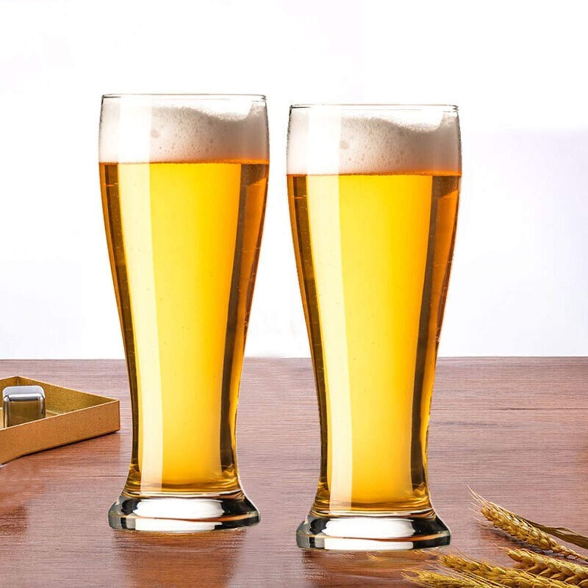 Premium 20oz Beer Glasses Set of 2 - Classic Glass Beer Mugs for Men, Wine Tasting Cups & Cocktail Tumblers - Perfect for Home Bars, Parties & Gifts