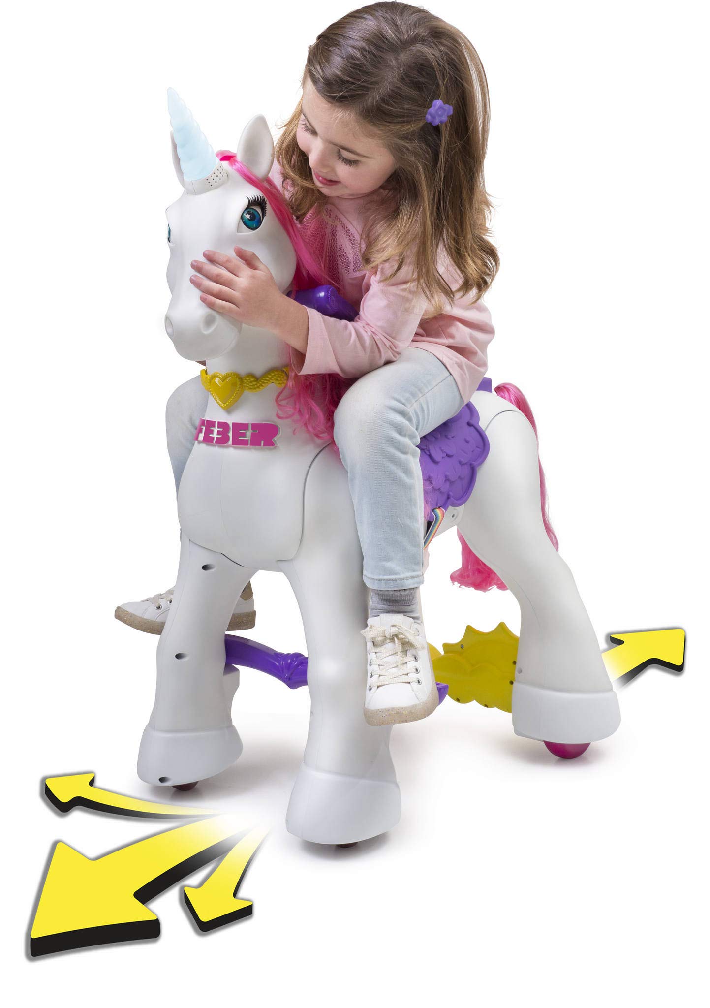Feber My Lovely Unicorn Ride-On Toy for Kids - EU Version with Safety Pins - Magical Unicorn Playtime for Indoor & Outdoor Fun