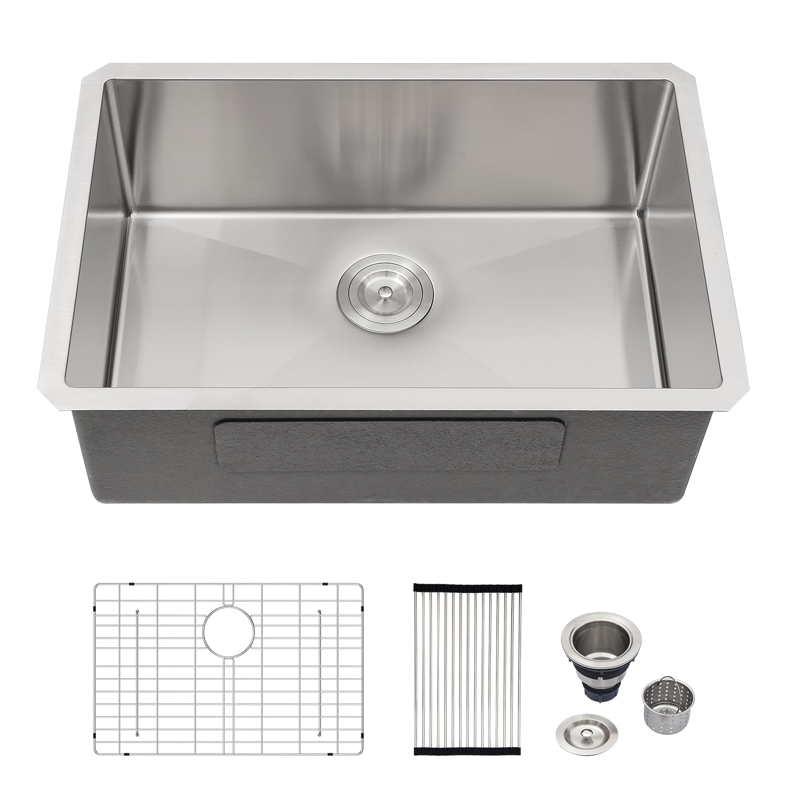 Logmey 30 Inch Undermount Kitchen Sink - 16 Gauge Stainless Steel Single Bowl Sink 30x18x9 Inches, Handmade for Modern Kitchens - Perfect for Meal Prep, Dishwashing & Entertaining