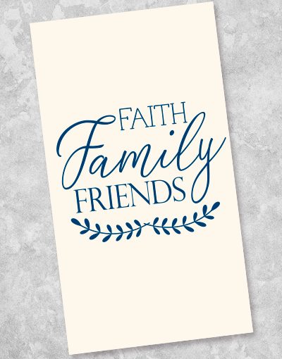 Faith, Family, Friends Navy Blue Cotton Guest Towel Napkins - 36 Count - Perfect for Parties, Weddings, and Home Decor